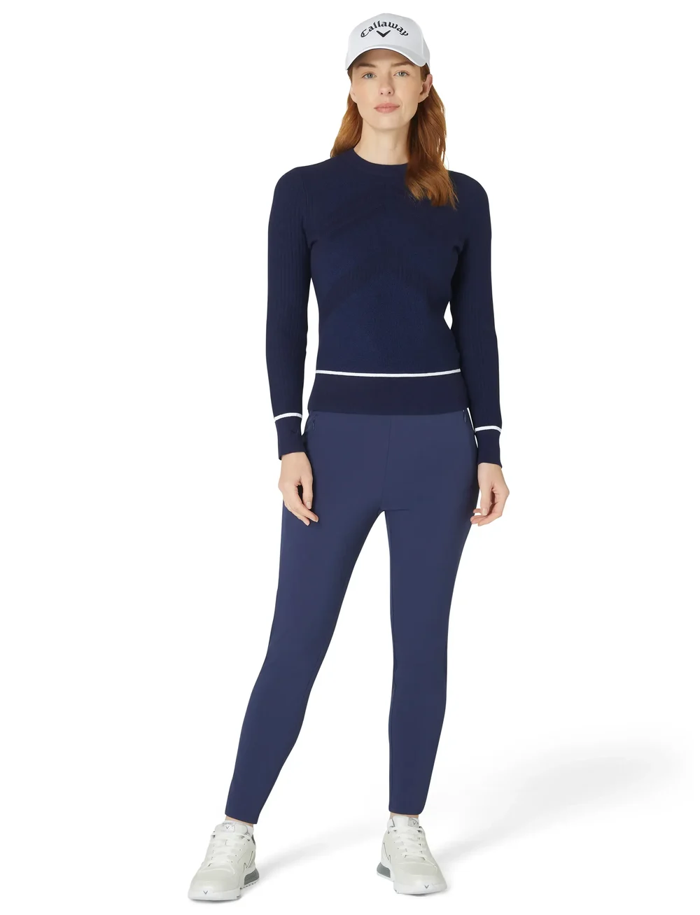 Callaway - Chev Sweater with Tipping - oberteile - peacoat - 0