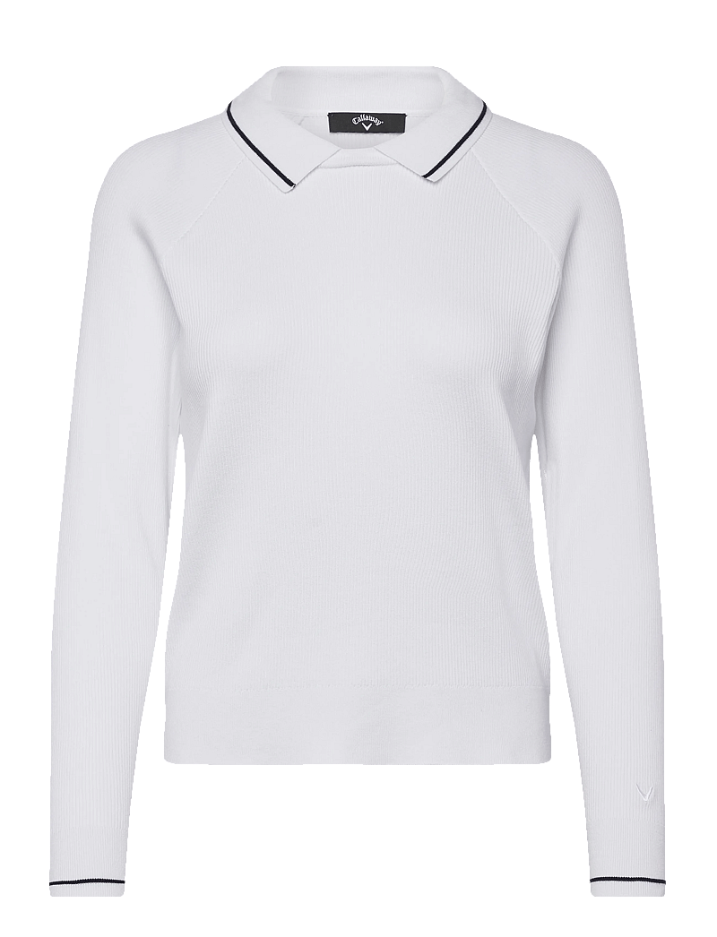 Callaway - Collared Knit Sweater - sweatshirts - brilliant white - 0