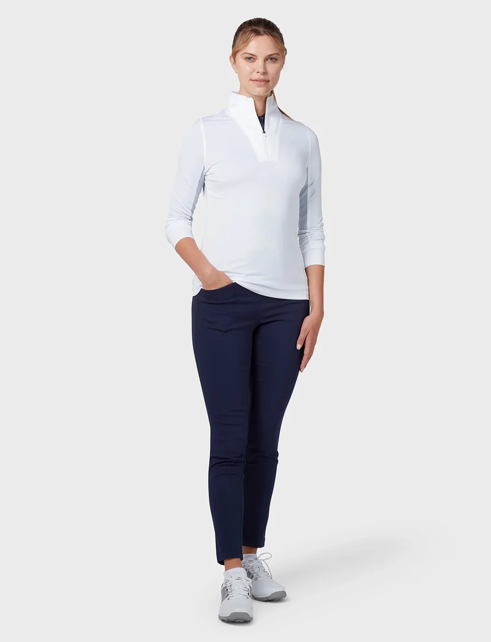 Callaway - 1/4 zip chev top - tops - brilliant white - 3