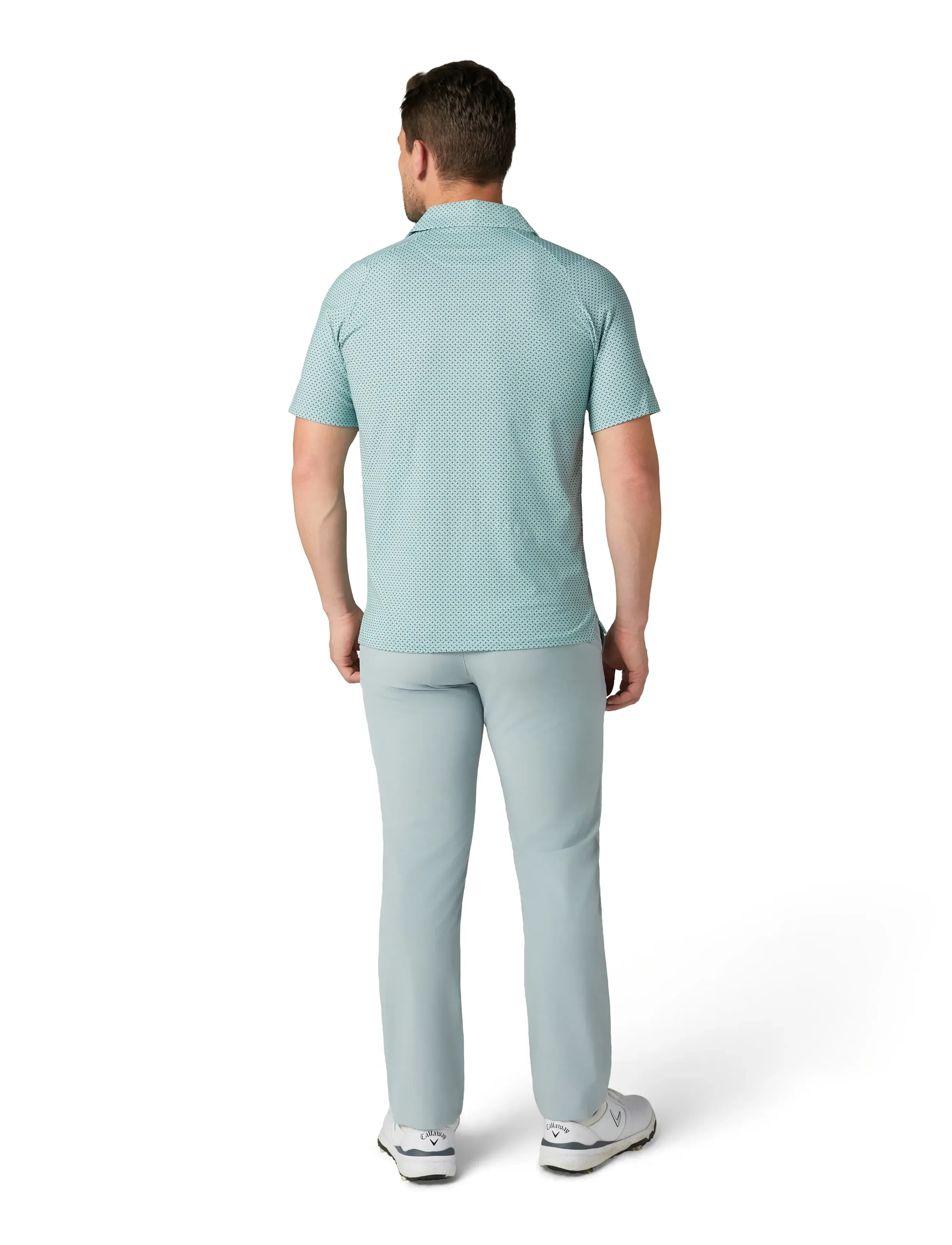 Callaway - Textured Chev Printed Polo - aquifer - 3