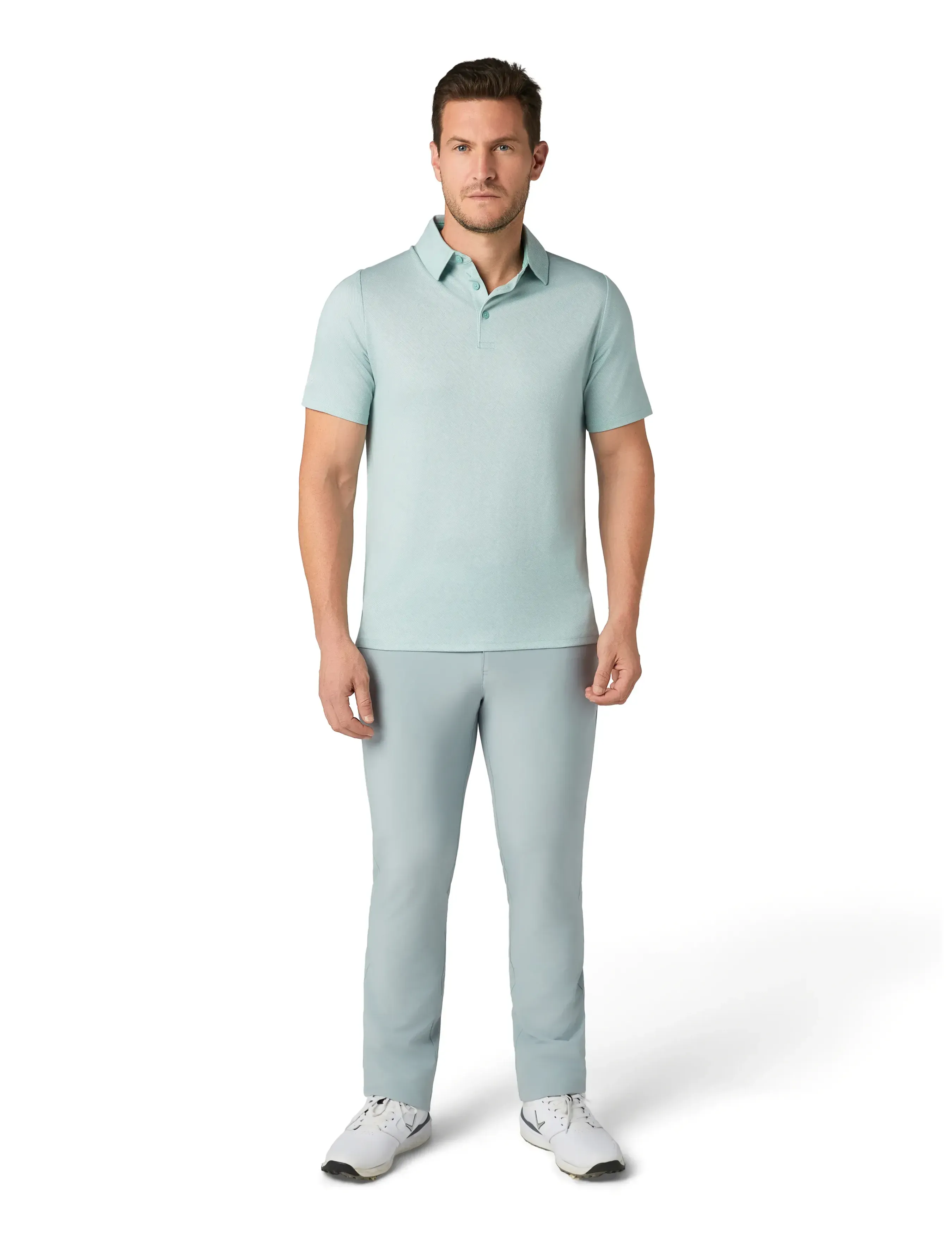 Callaway - Chev Twill Jacquard Polo - aquifer - 0