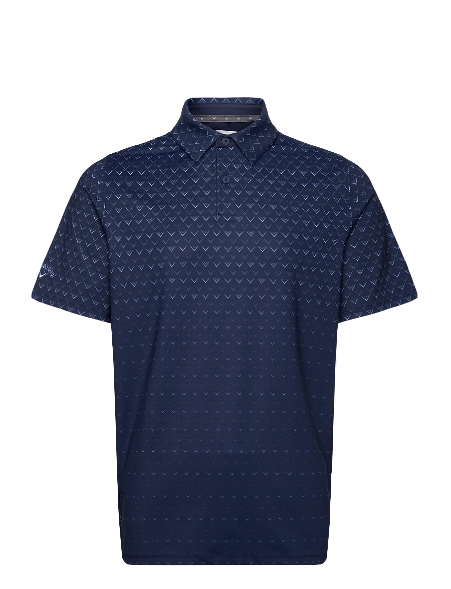 Callaway - Engineered Chev Ombre Print Polo - toppe & t-shirts - peacoat - 1