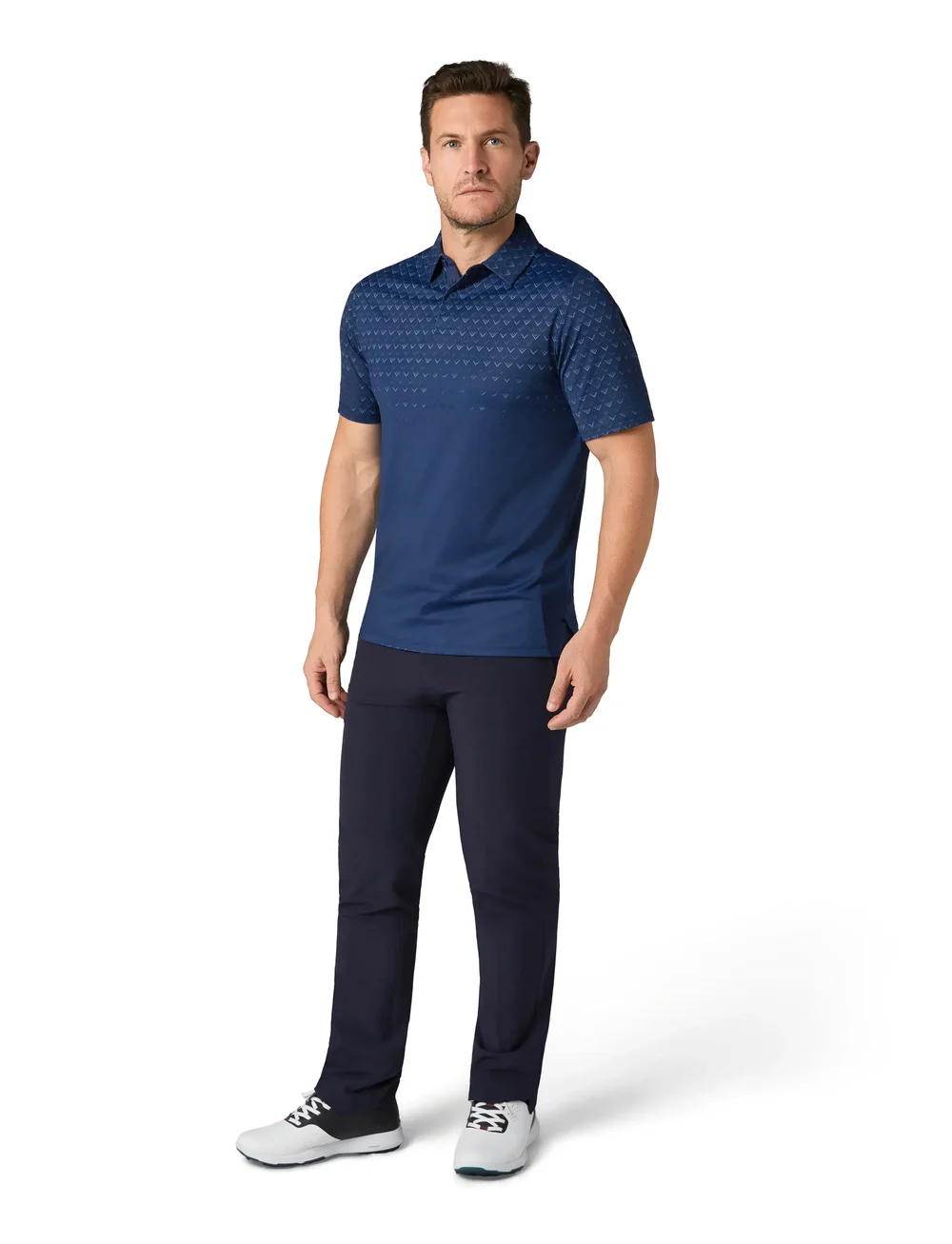 Callaway - Engineered Chev Ombre Print Polo - alussärgid ja t-särgid - peacoat - 0