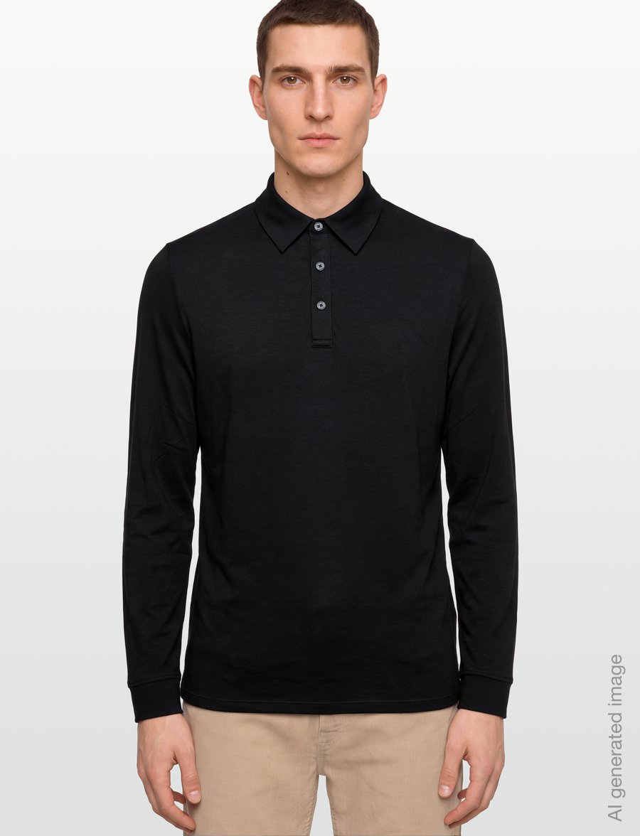Callaway - SOFT TOUCH LONG SLEEVE KNIT POLO - polos - caviar - 3