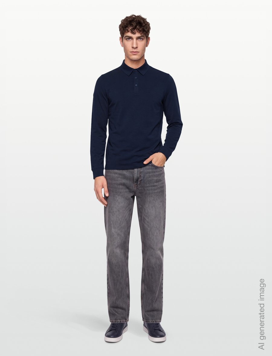 Callaway - SOFT TOUCH LONG SLEEVE KNIT POLO - toppe & t-shirts - peacoat - 0