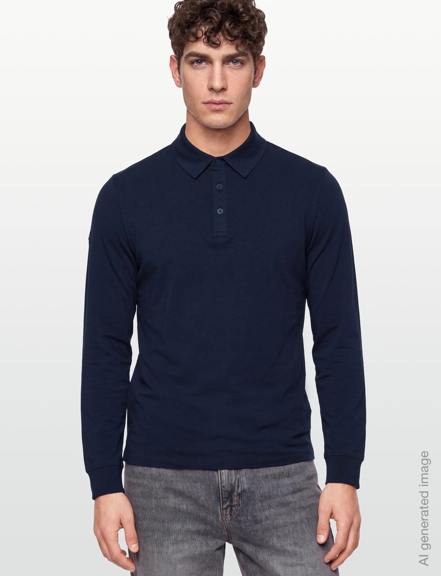 Callaway - SOFT TOUCH LONG SLEEVE KNIT POLO - toppe & t-shirts - peacoat - 3