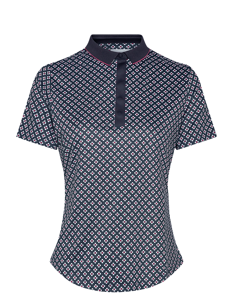 Callaway - Mini Geo Floral Polo - toppar & t-shirts - peacoat - 1