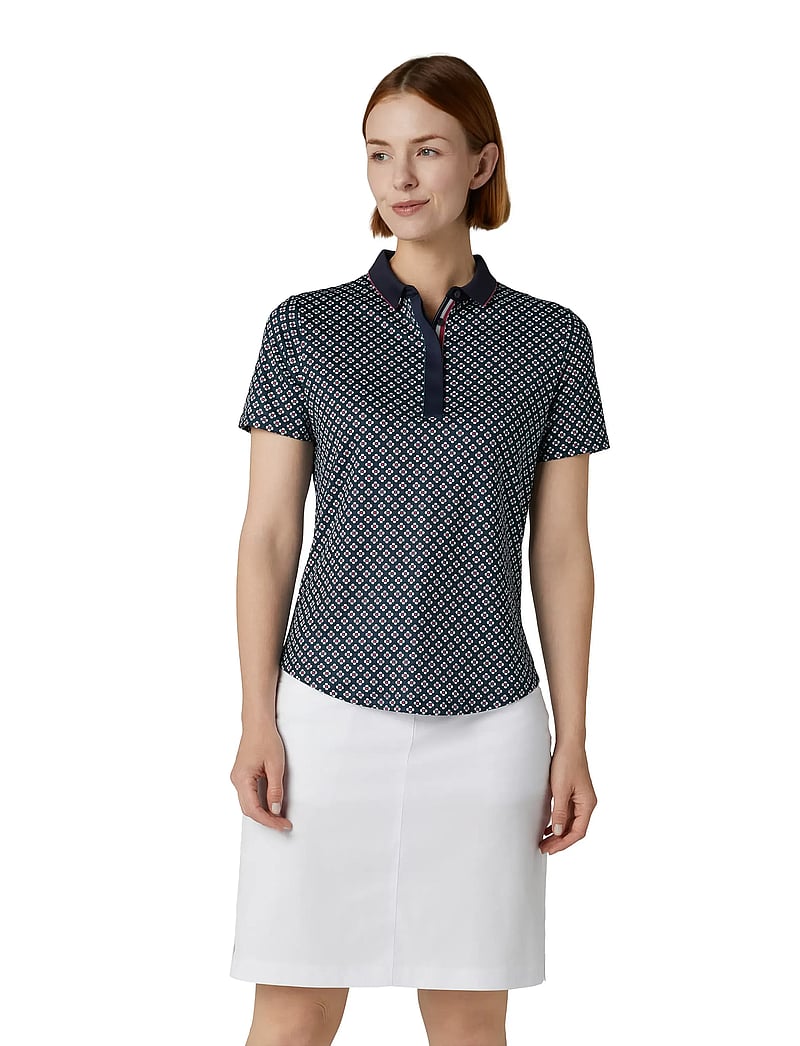 Callaway - Mini Geo Floral Polo - toppar & t-shirts - peacoat - 4