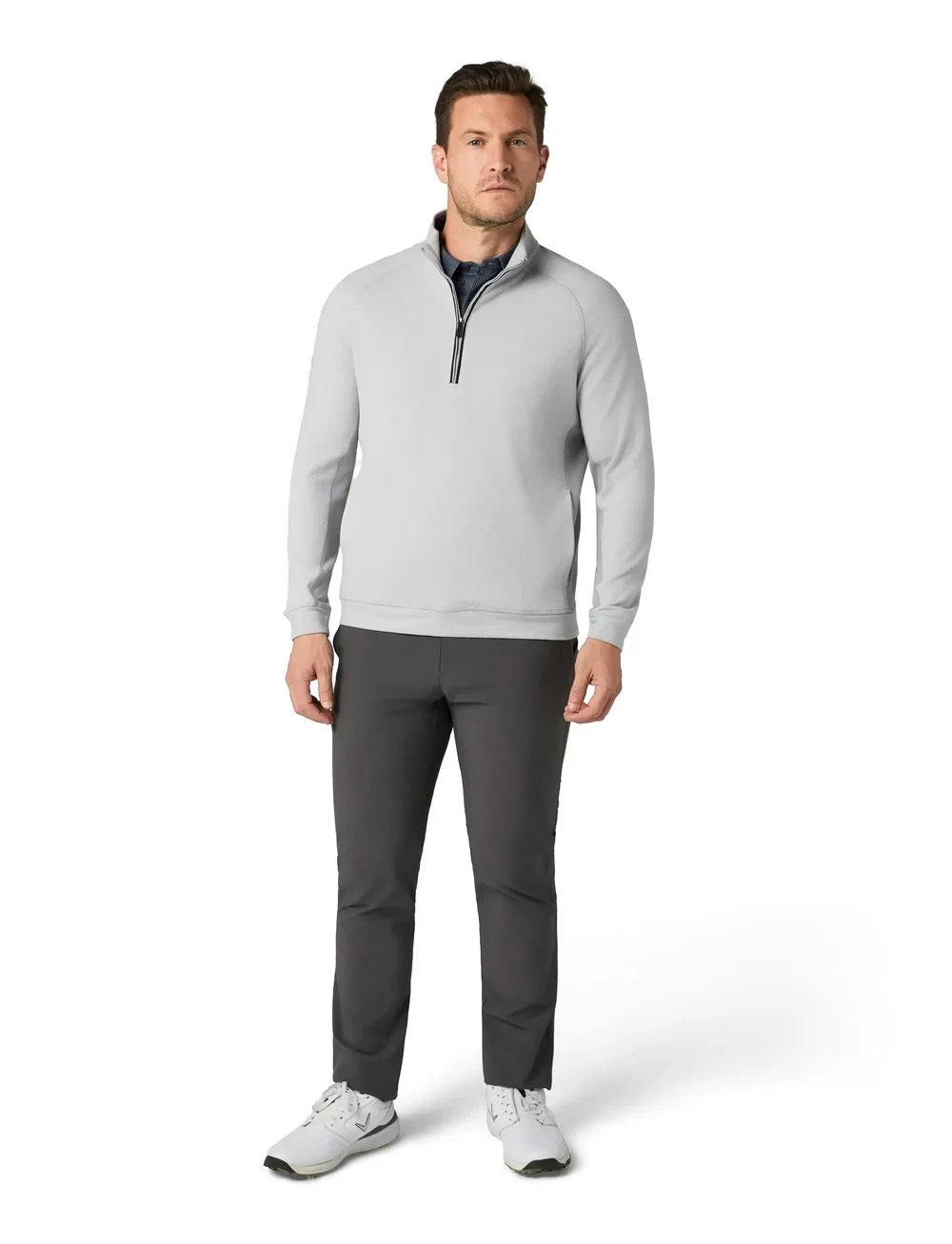 Callaway - Brushed Rib 1/4 Zip Pullover - oberteile - concrete htr - 0
