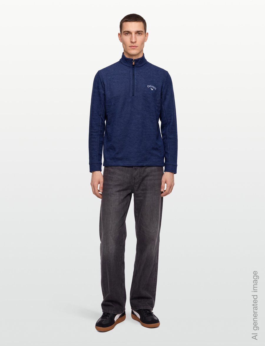 Callaway - ODYSSEY BIRDSEYE JACQUARD PULLOVER - fleece & mellanlager - peacoat - 0