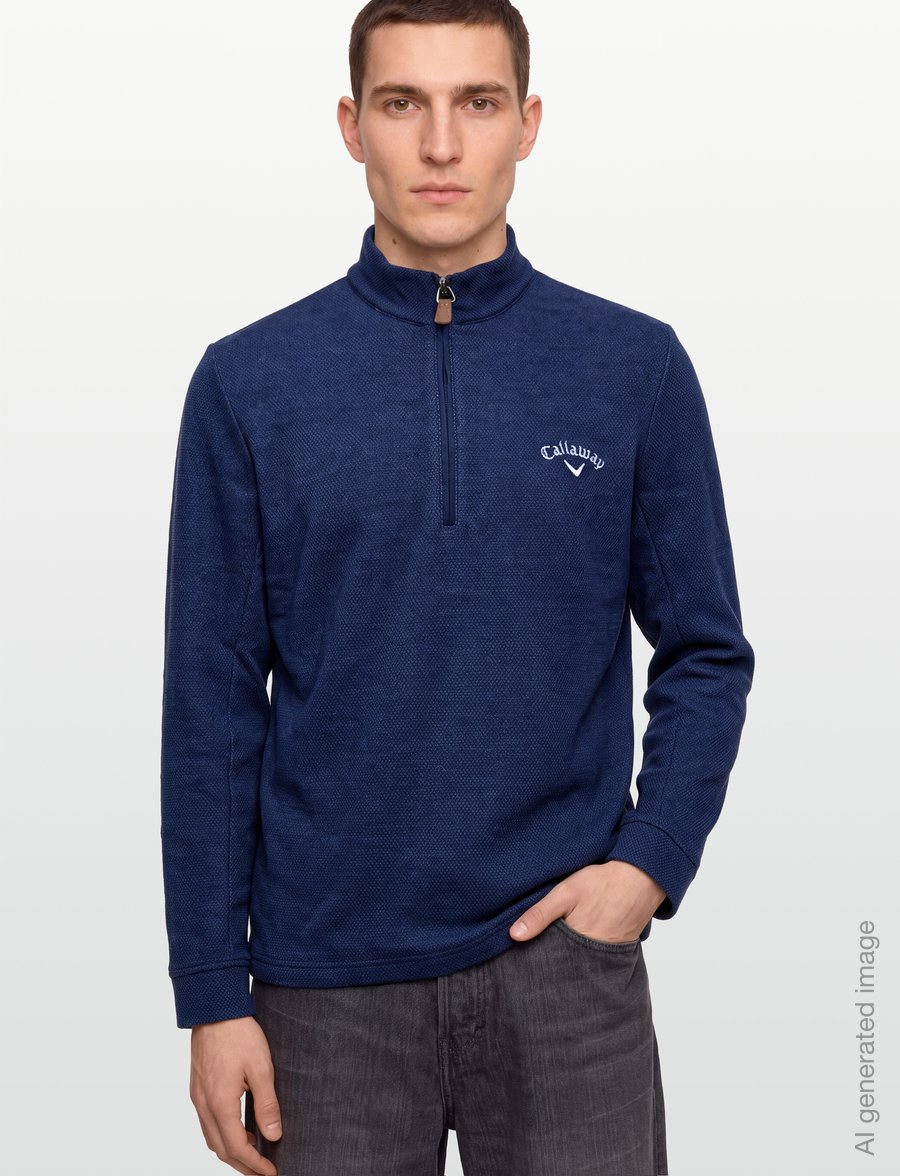 Callaway - ODYSSEY BIRDSEYE JACQUARD PULLOVER - fleece & mellanlager - peacoat - 3