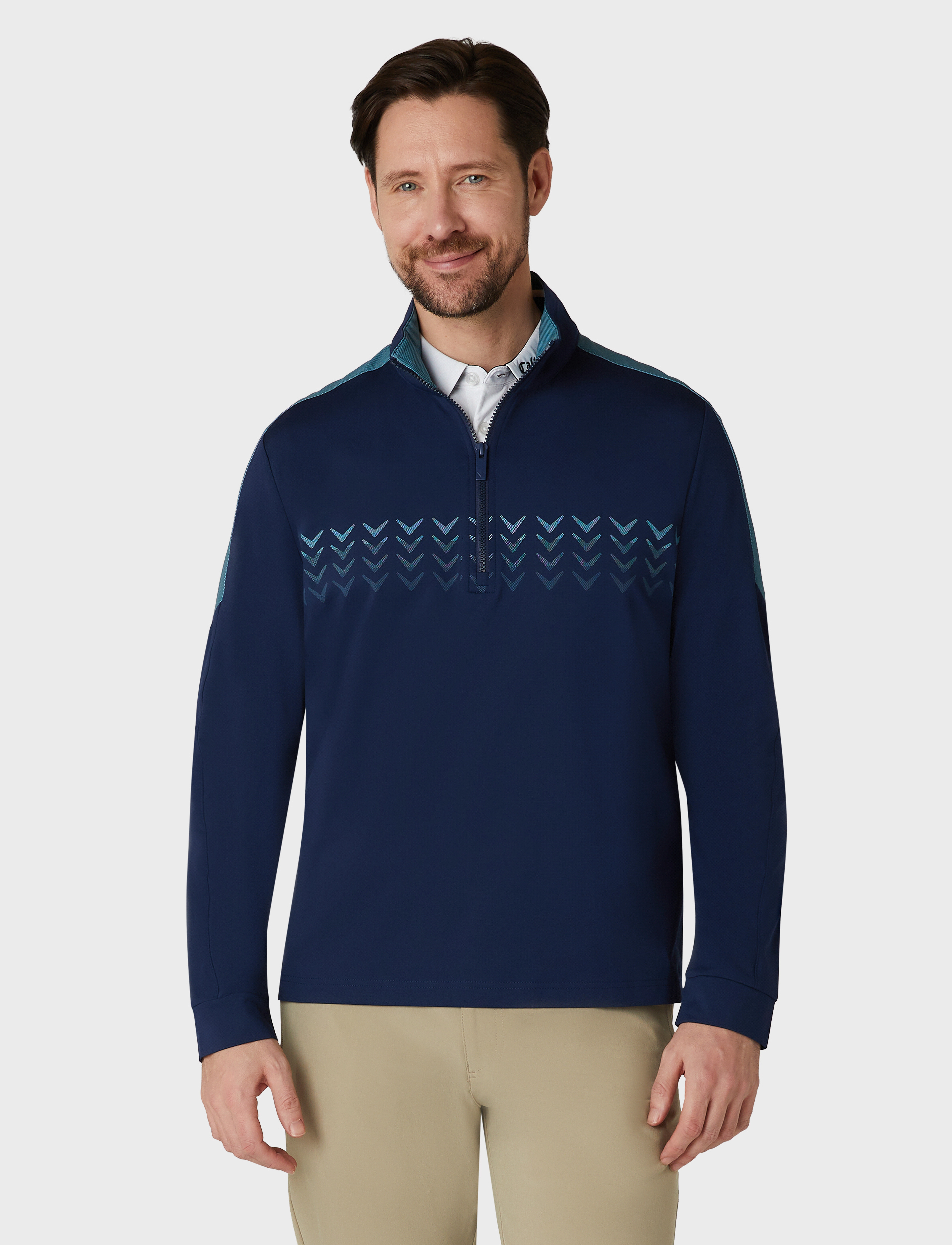 Callaway - 1/4 zip Blocked chev pullover - peacoat - 2