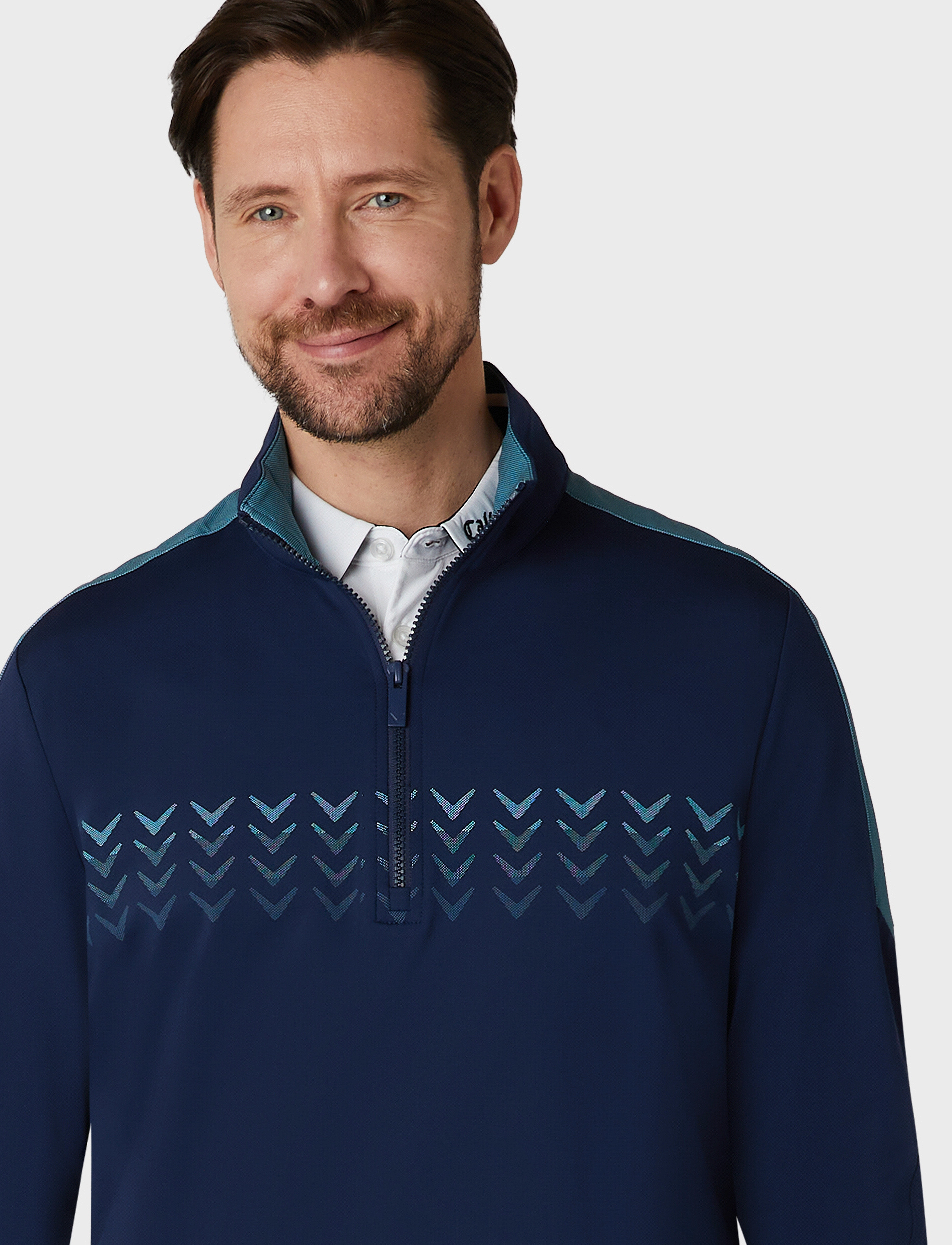 Callaway - 1/4 zip Blocked chev pullover - peacoat - 5