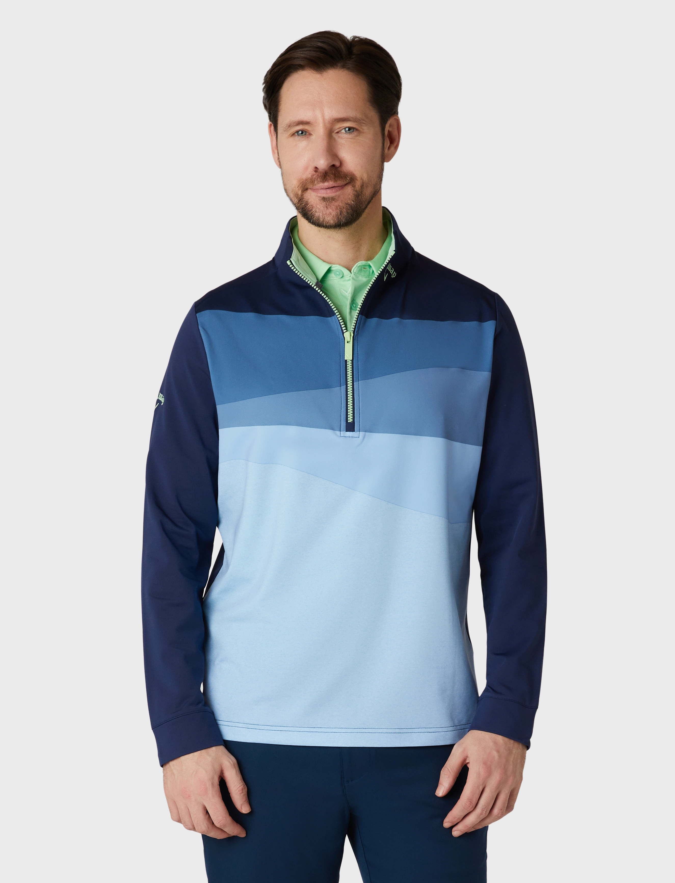 Callaway - 1/4 zip printed blocked pullover - peacoat - 1