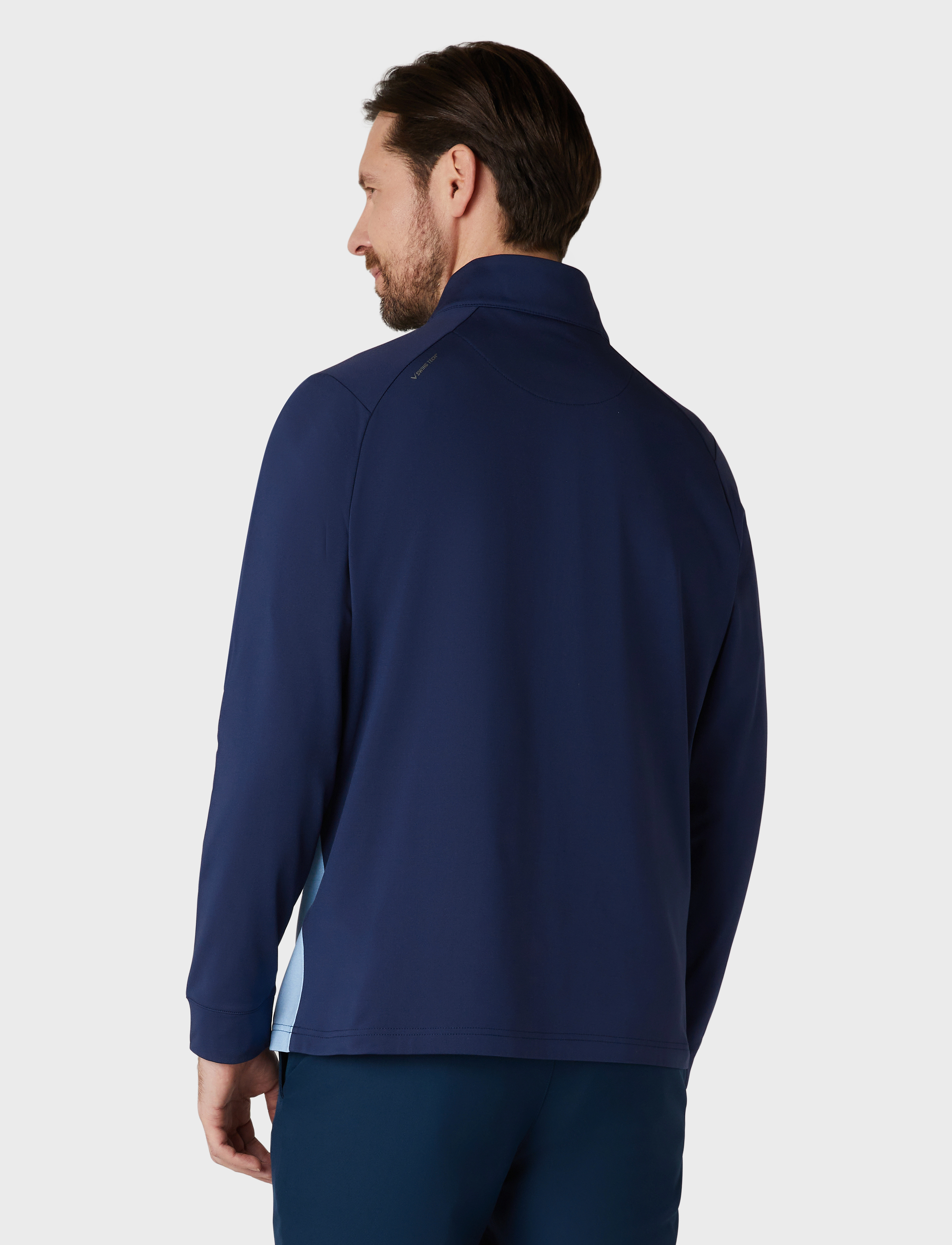 Callaway - 1/4 zip printed blocked pullover - peacoat - 2