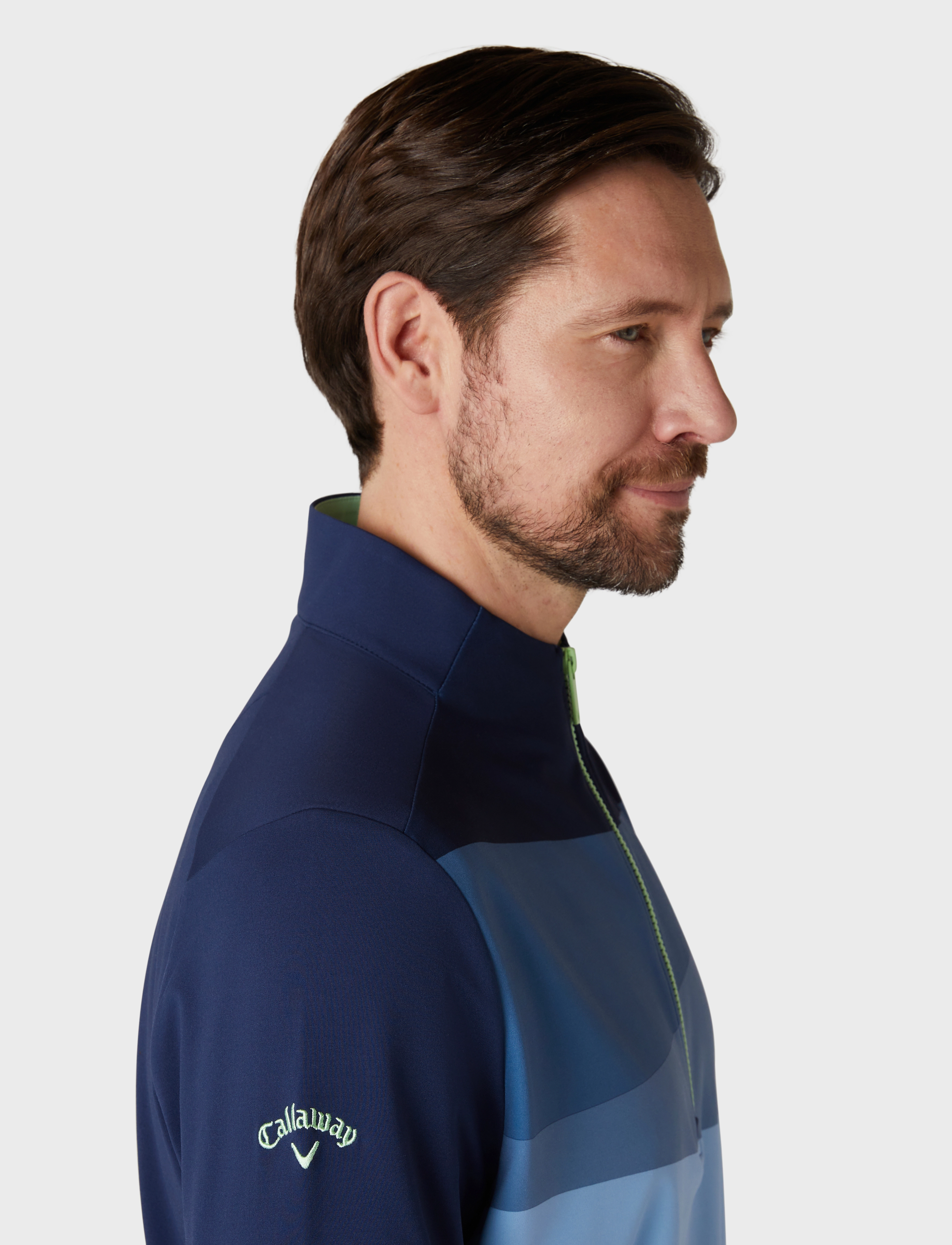 Callaway - 1/4 zip printed blocked pullover - peacoat - 4