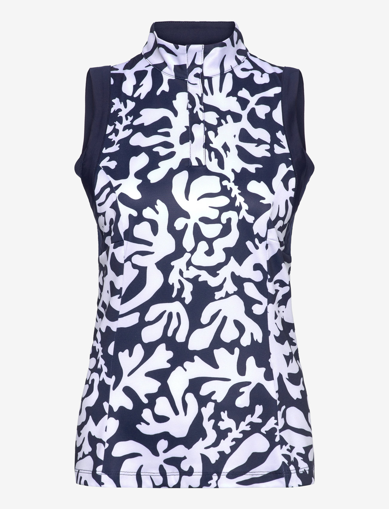 Callaway - Abstract Floral Sleeveless Polo - tops & t-shirts - peacoat - 0