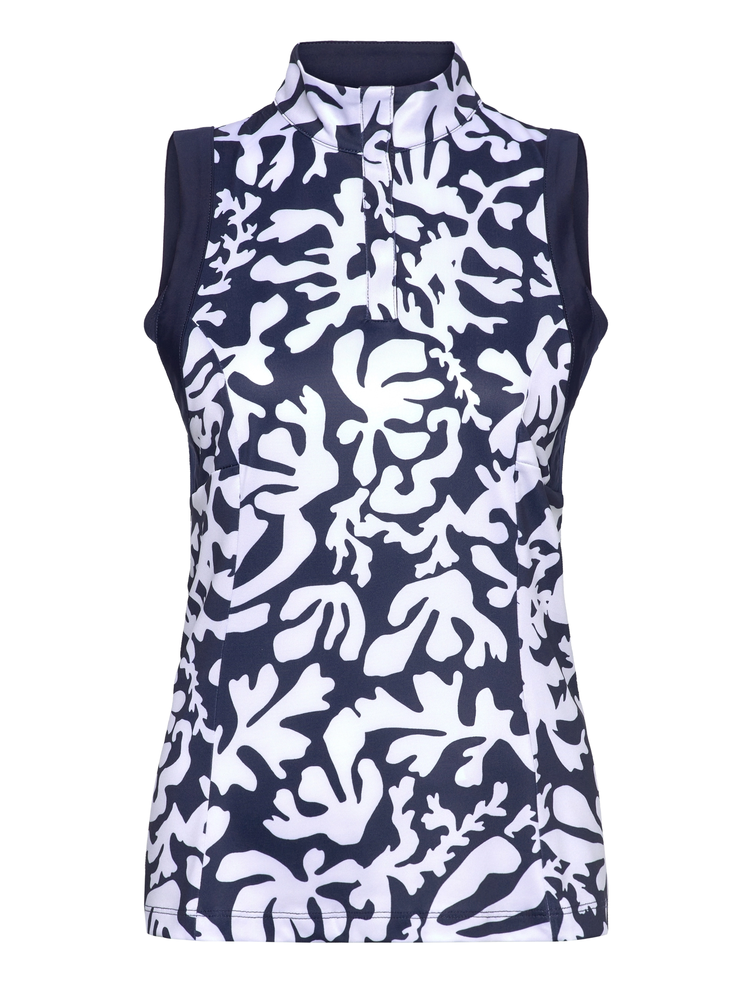 Callaway - Abstract Floral Sleeveless Polo - peacoat - 0