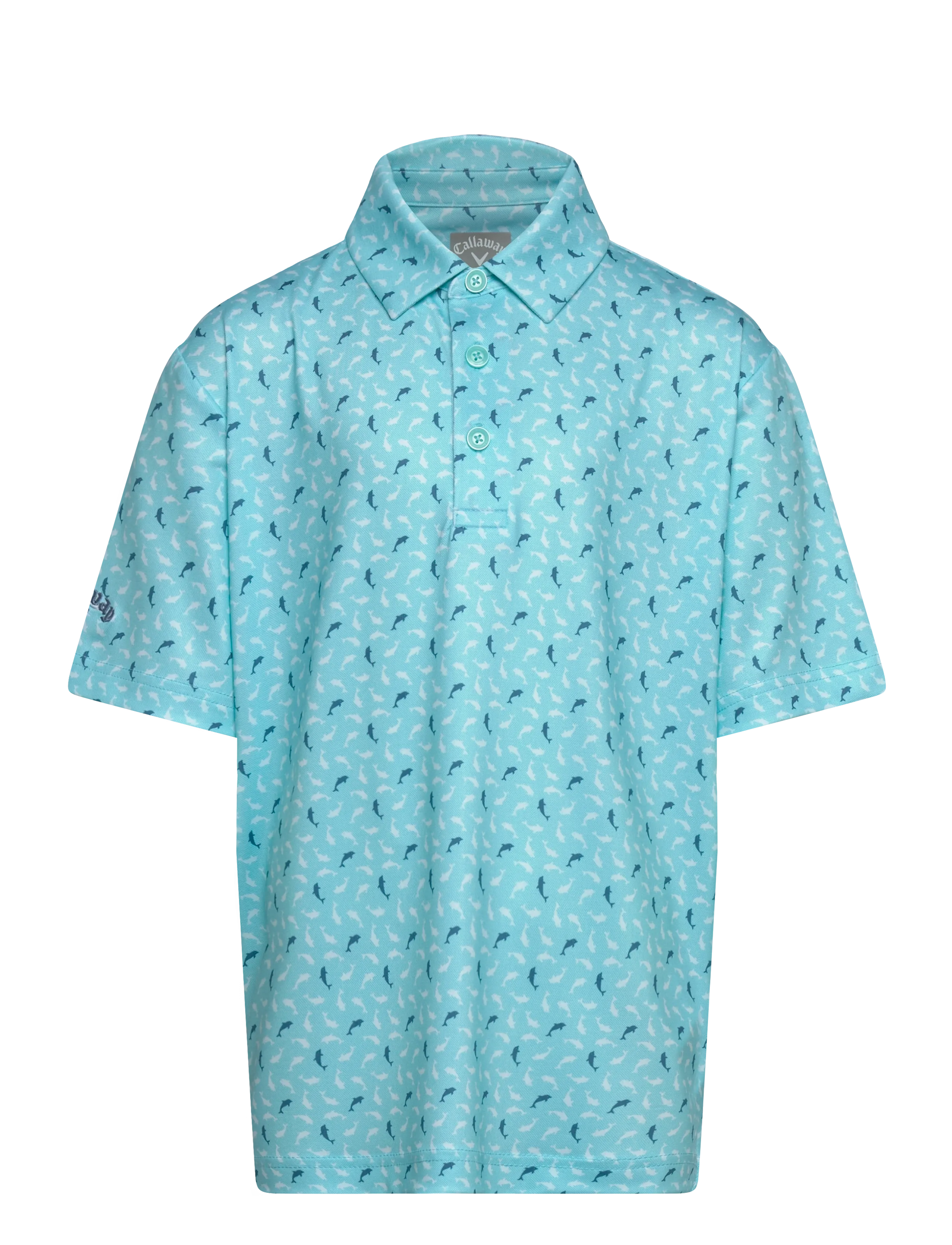 Callaway Dolphin Texture Print Polo, S, Blue, Poloshirts > Poloshirts Med Korte Ærmer, Børn