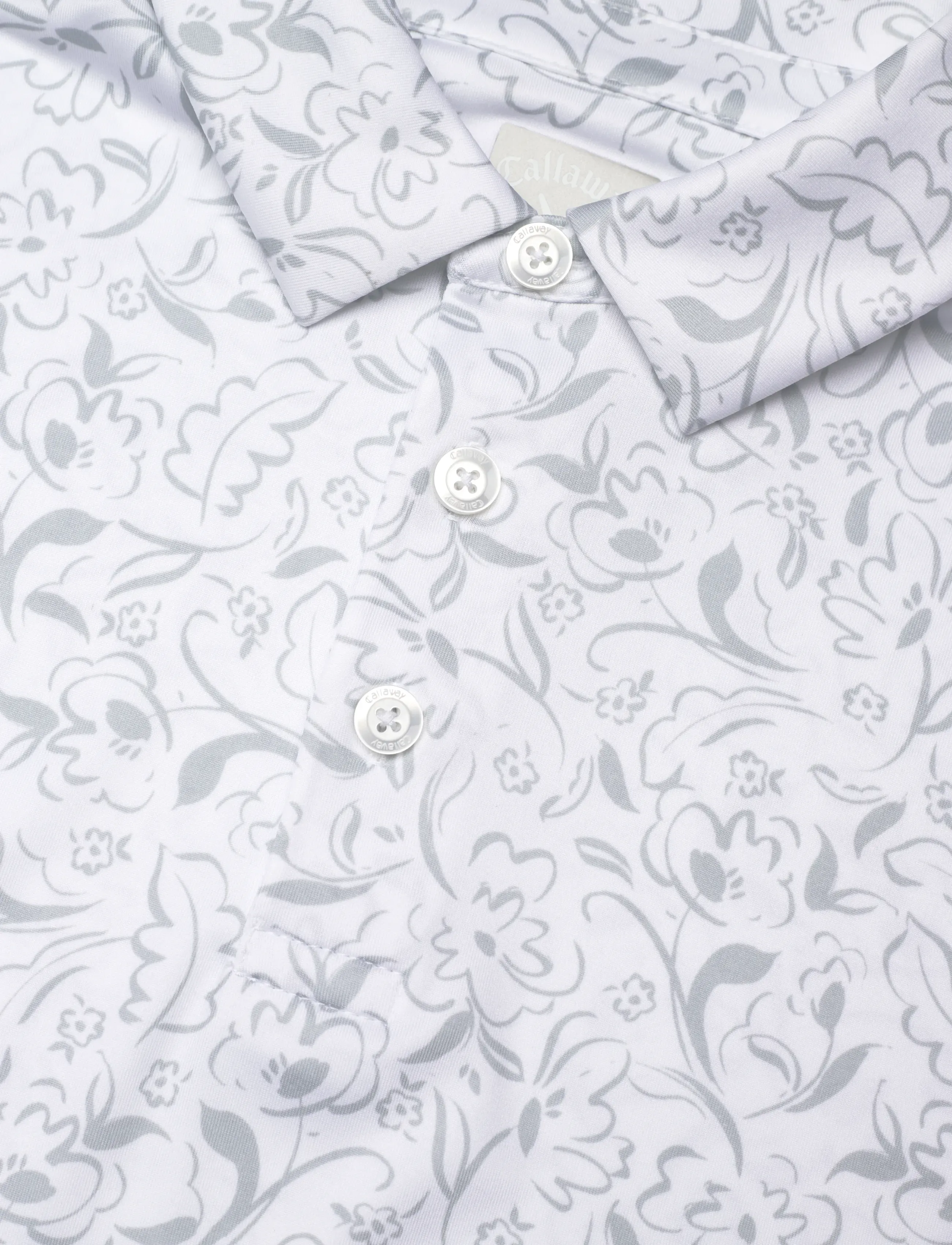 Callaway - Floral Print Polo - kortärmade pikéer - bright white - 2