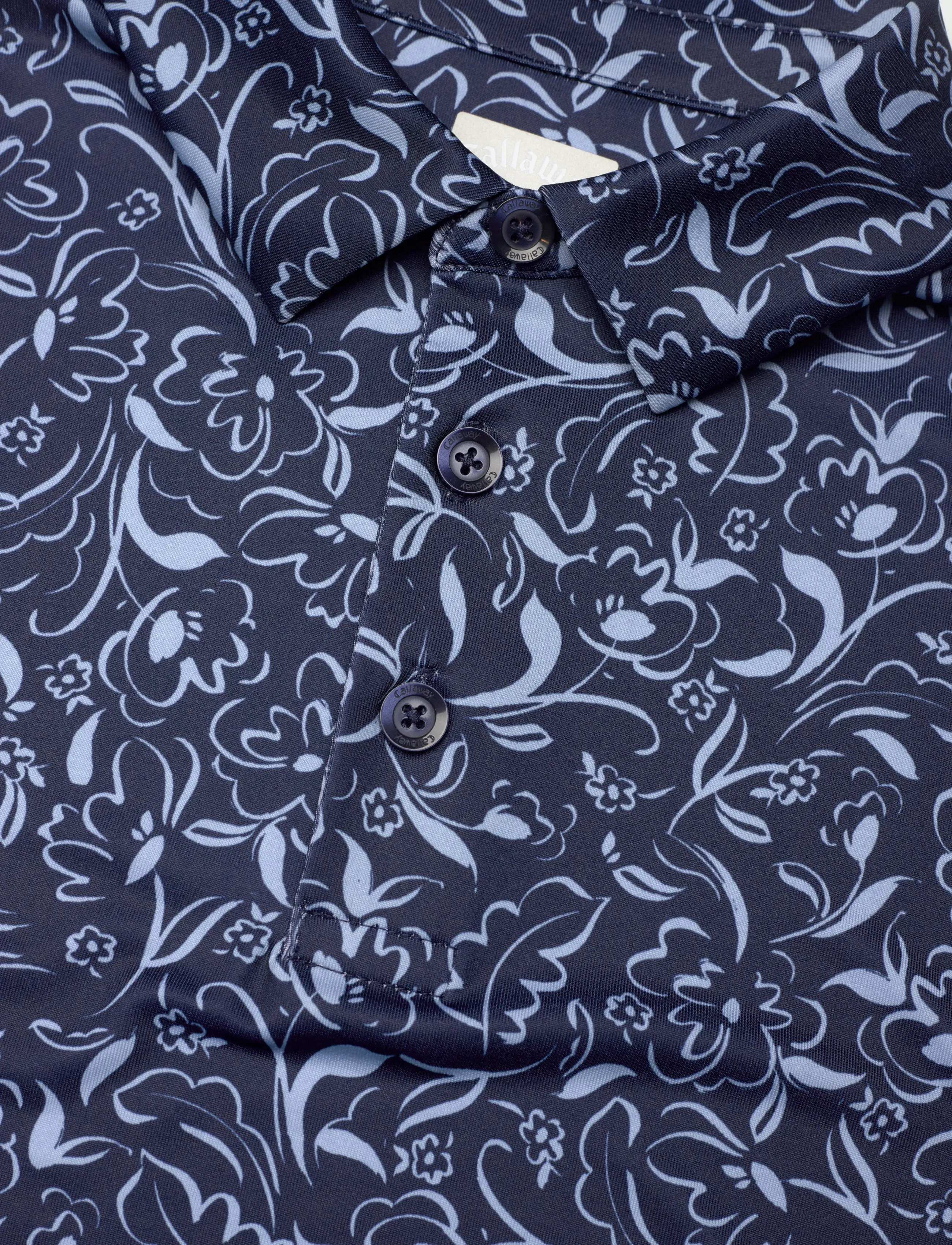 Callaway - Floral Print Polo - kortärmade pikéer - peacoat - 2