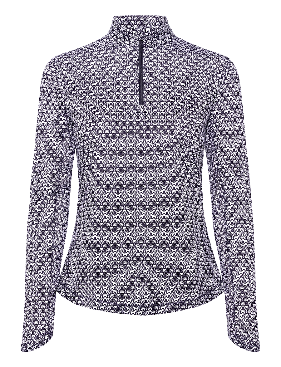Callaway - Geo print sun protection 1/4 zip top - overdele - peacoat - 0