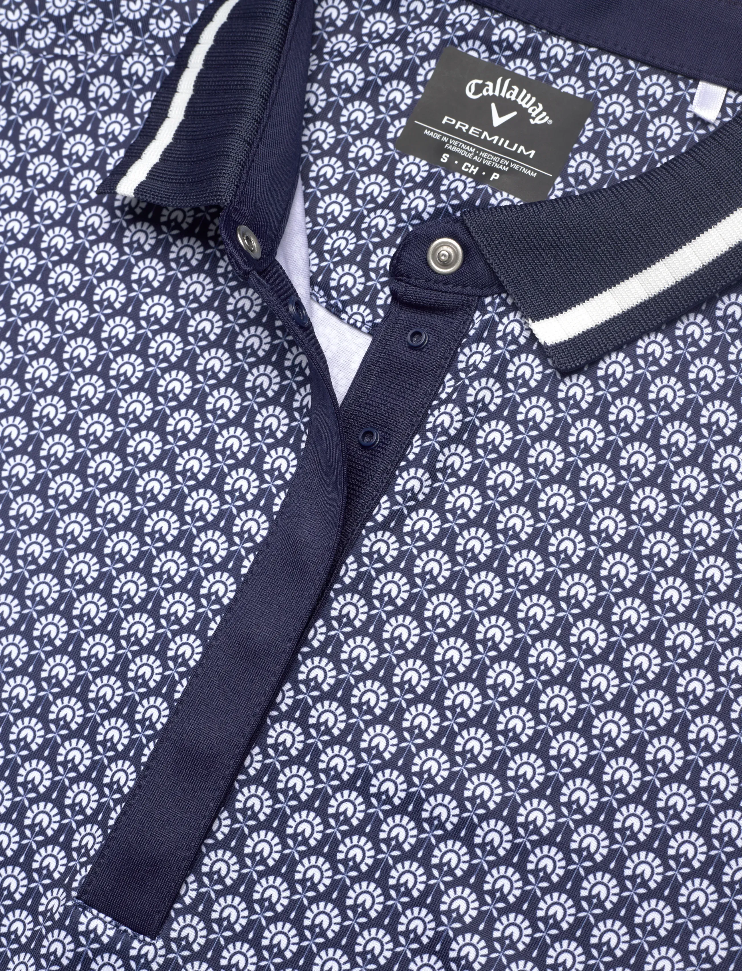 Callaway - Geo print rib collar polo - alussärgid ja t-särgid - peacoat - 2
