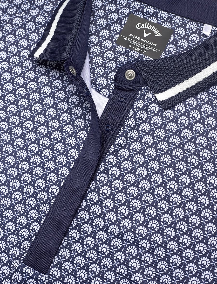 Callaway - Geo print rib collar polo - alussärgid ja t-särgid - peacoat - 2