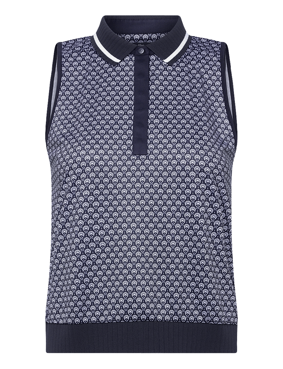 Callaway - Sleeveless geo print rib collar polo - oberteile & t-shirts - peacoat - 0