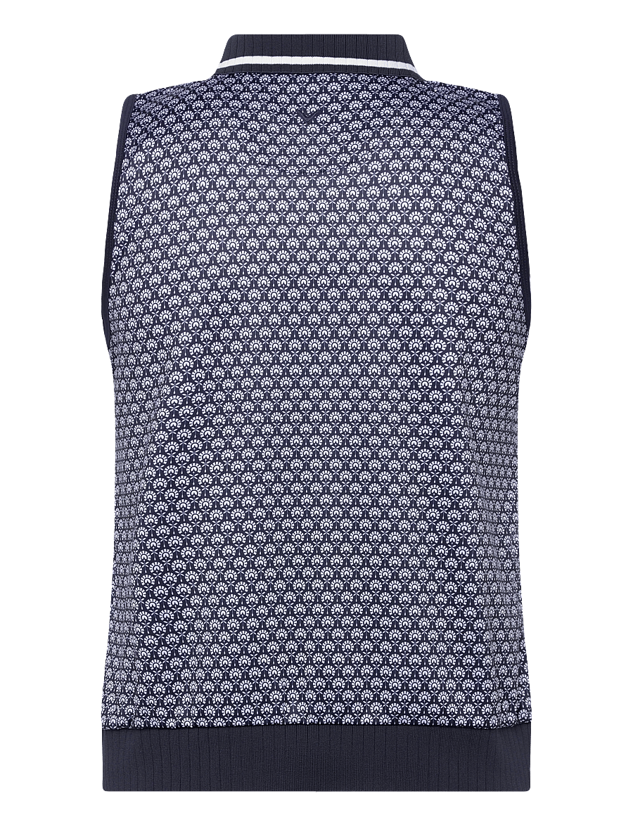 Callaway - Sleeveless geo print rib collar polo - oberteile & t-shirts - peacoat - 1