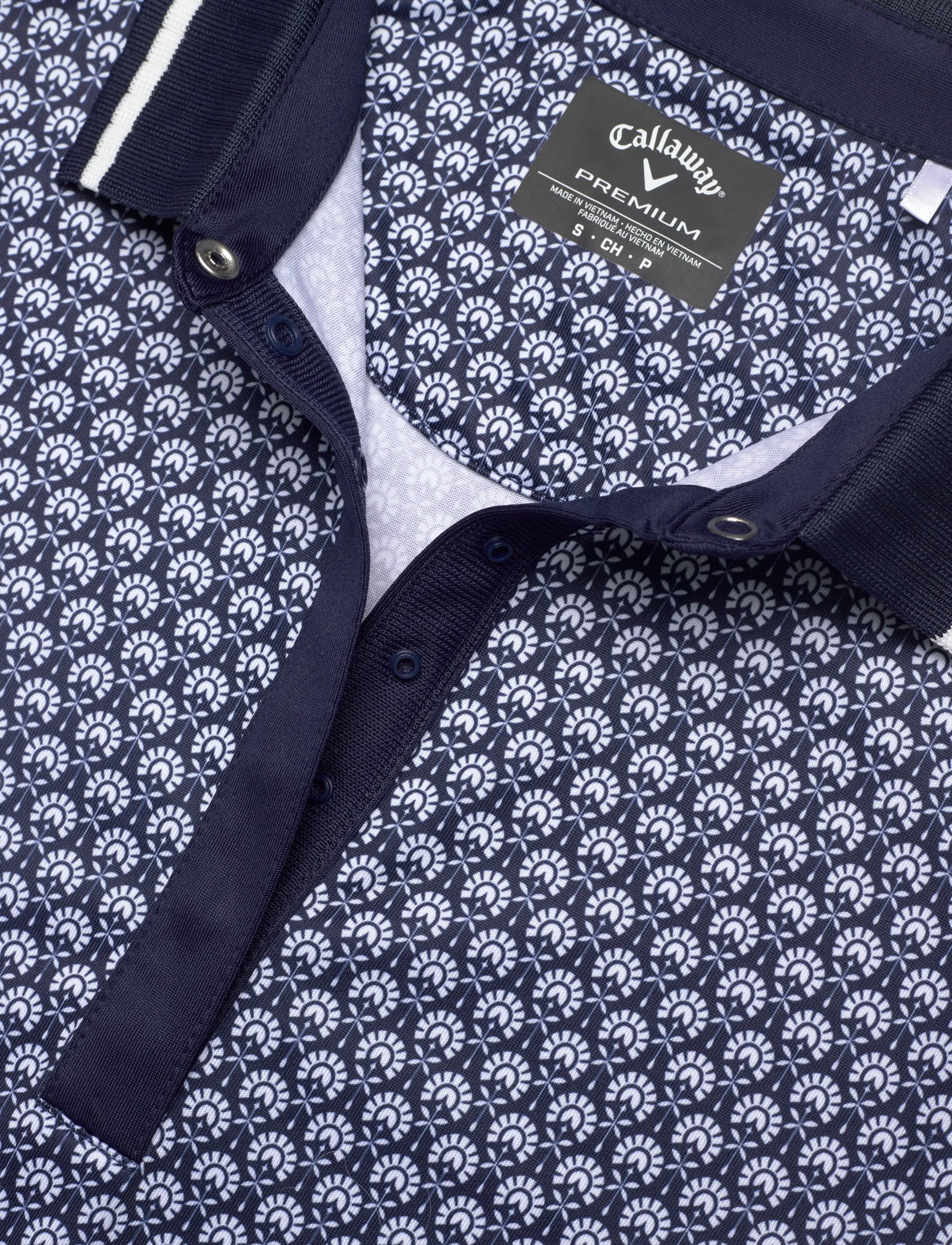 Callaway - Sleeveless geo print rib collar polo - oberteile & t-shirts - peacoat - 2