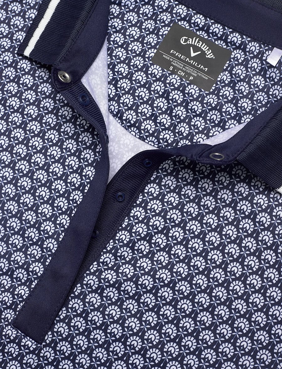 Callaway - Sleeveless geo print rib collar polo - oberteile & t-shirts - peacoat - 2