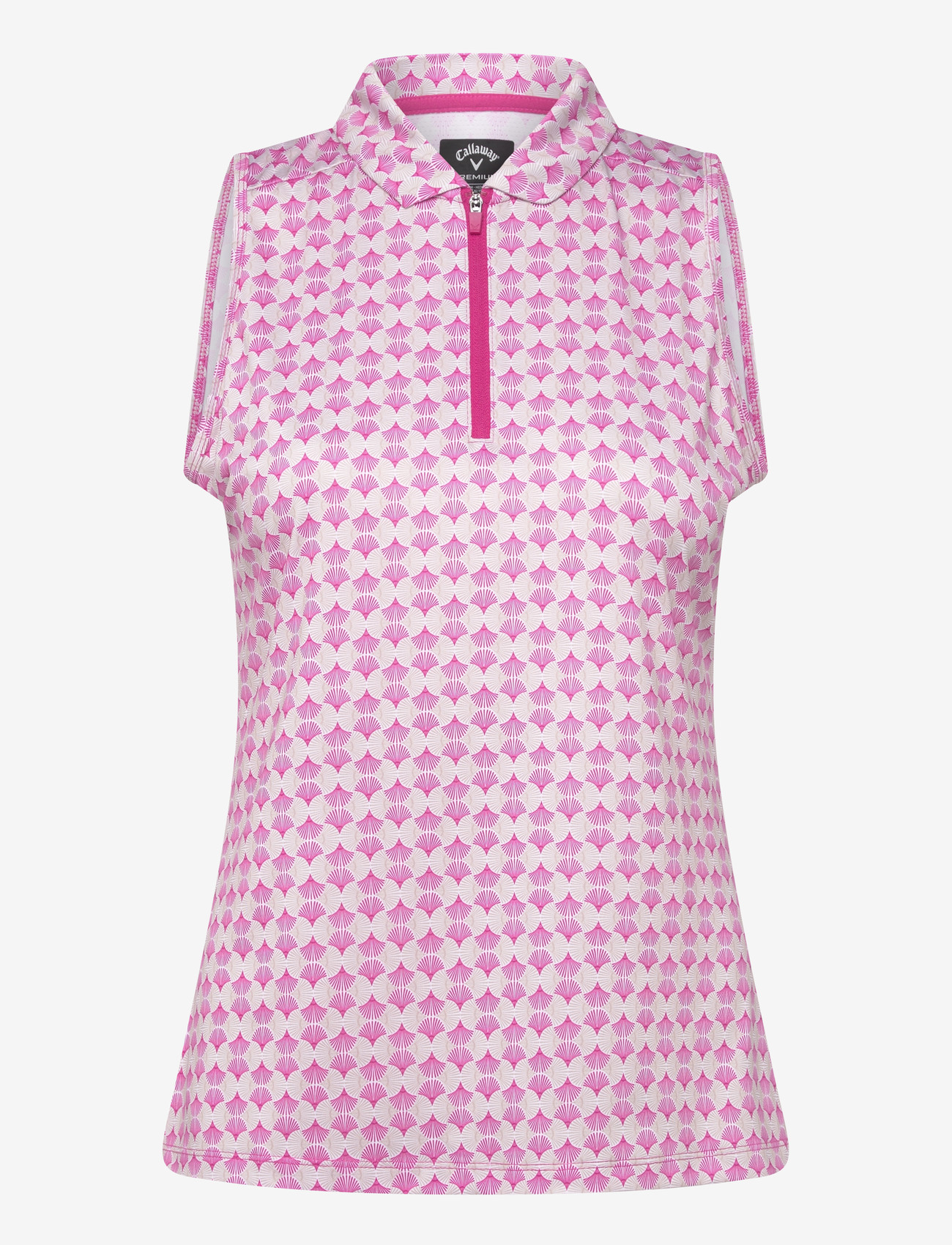 Callaway - Sleeveless geo print rib collar polo - toppe & t-shirts - fuchsia purple - 0