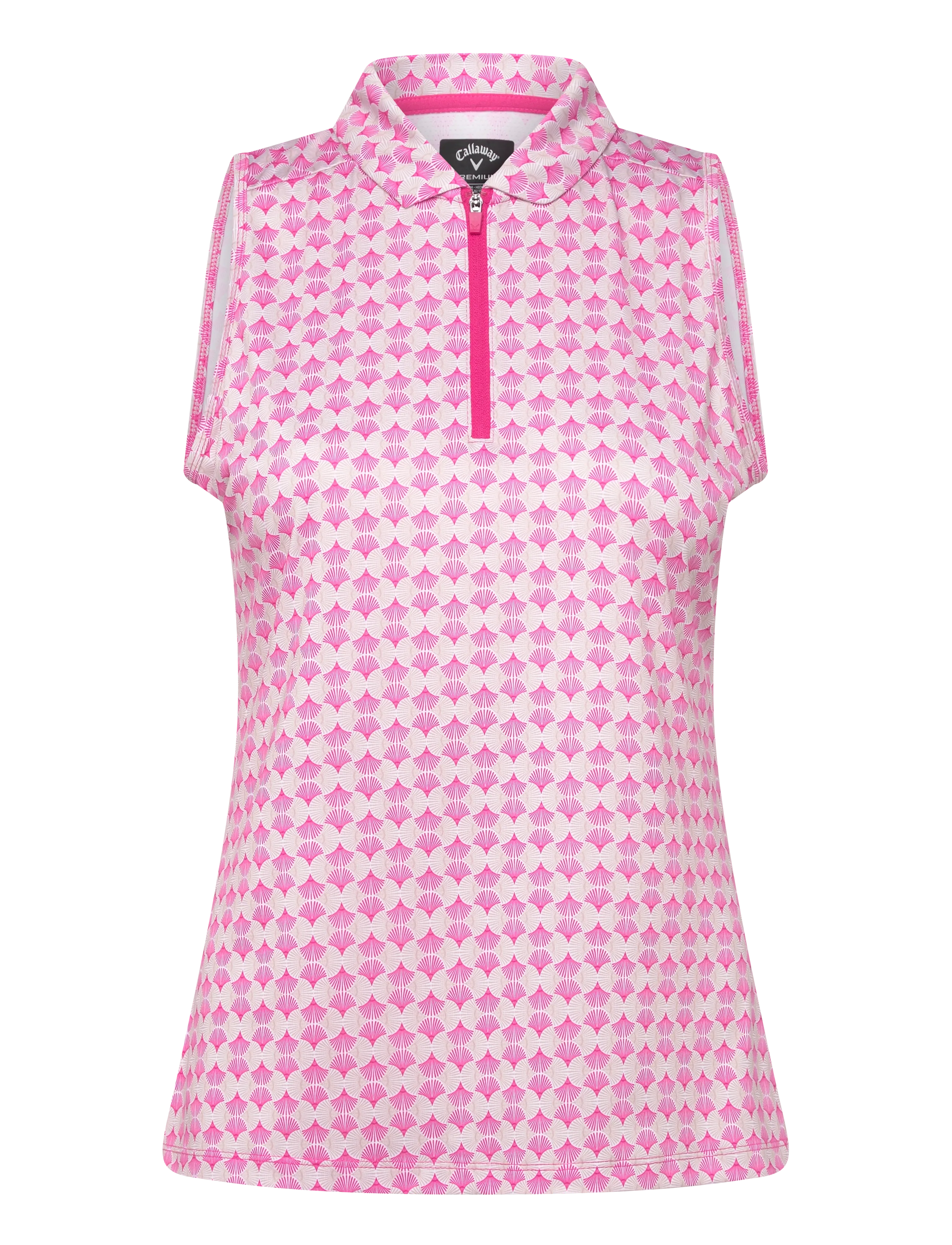 Callaway Sleeveless geo print rib collar polo - Tops & T-shirts - FUCHSIA PURPLE / pink/rose
