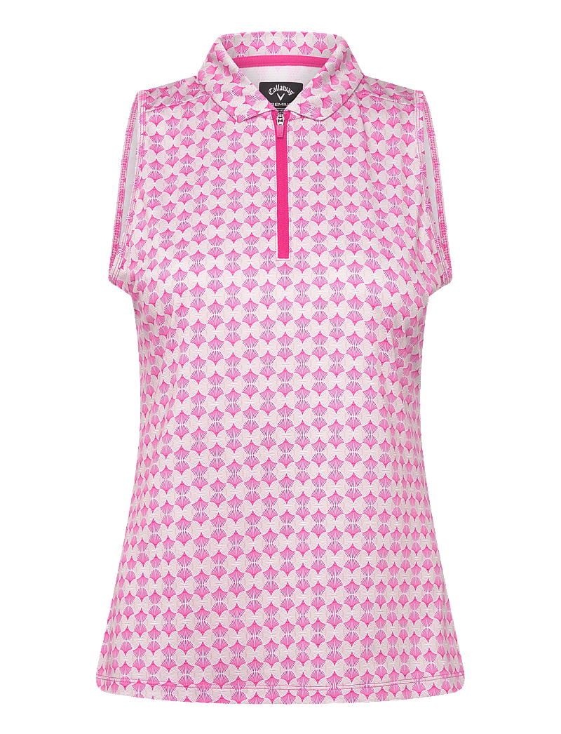 Callaway - Sleeveless geo print rib collar polo - toppe & t-shirts - fuchsia purple - 0