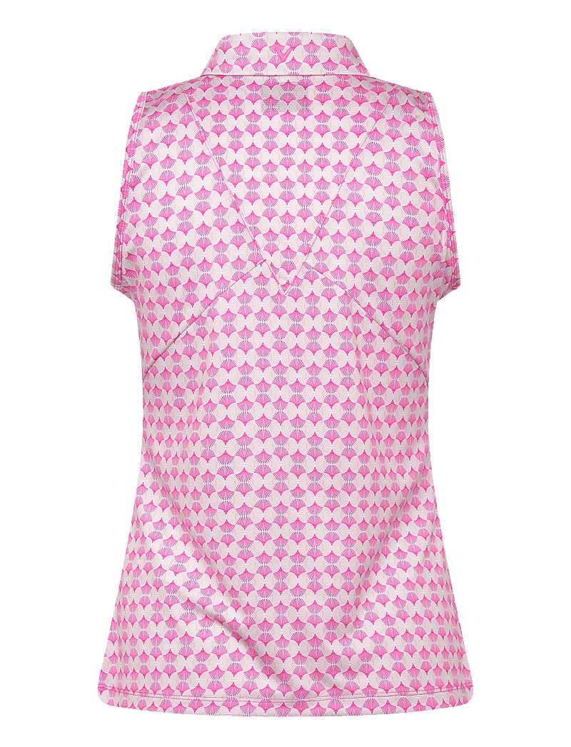 Callaway - Sleeveless geo print rib collar polo - toppe & t-shirts - fuchsia purple - 1