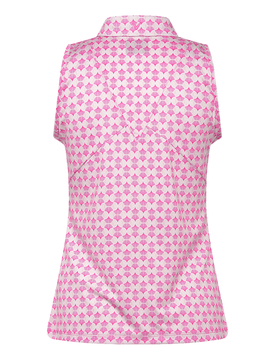 Callaway - Sleeveless geo print rib collar polo - toppe & t-shirts - fuchsia purple - 1