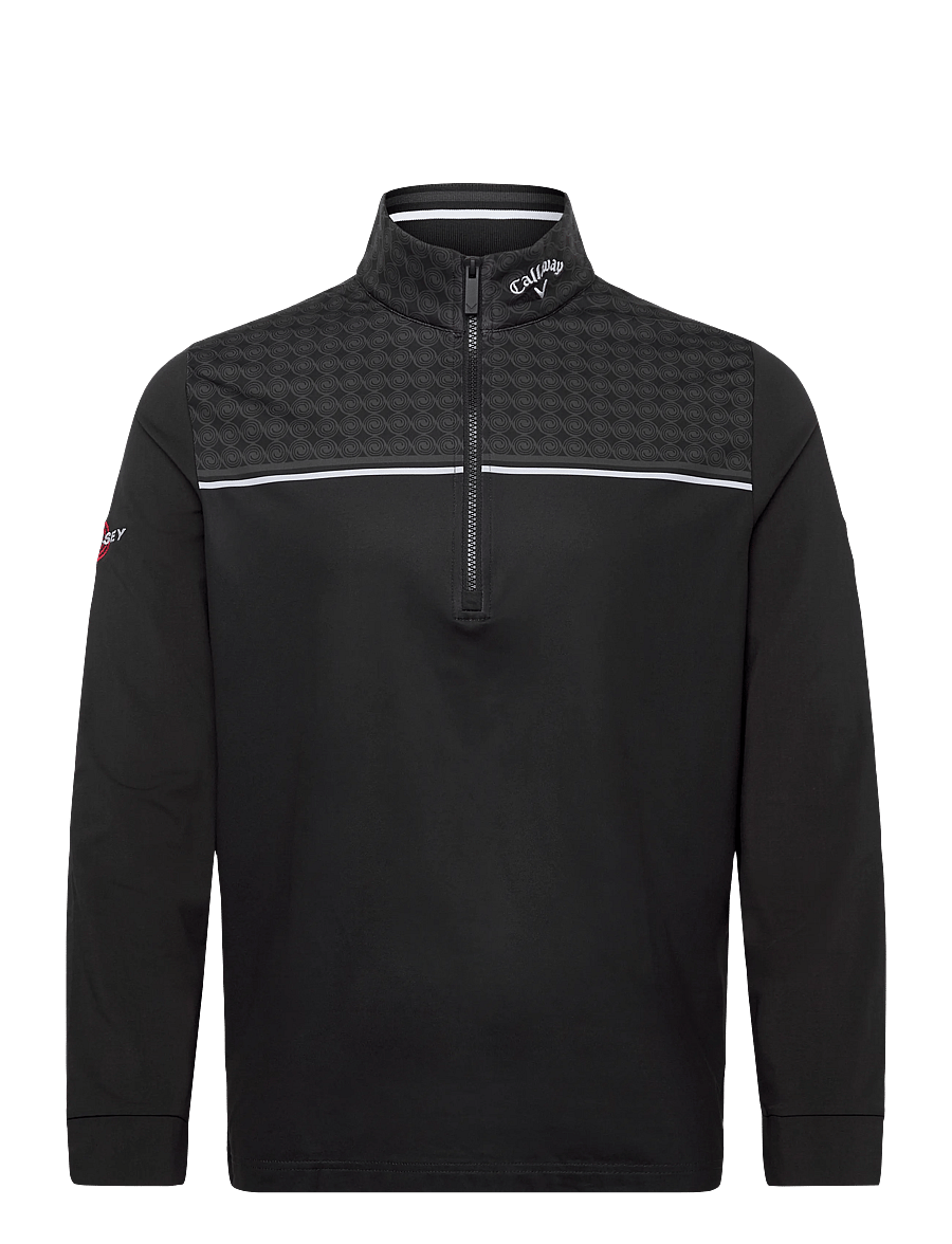 Callaway - 1/4 ZIP PRINTED BLOCK PULLOVER WITH ODYSSET LOGO - fleece & midlayer - caviar - 0