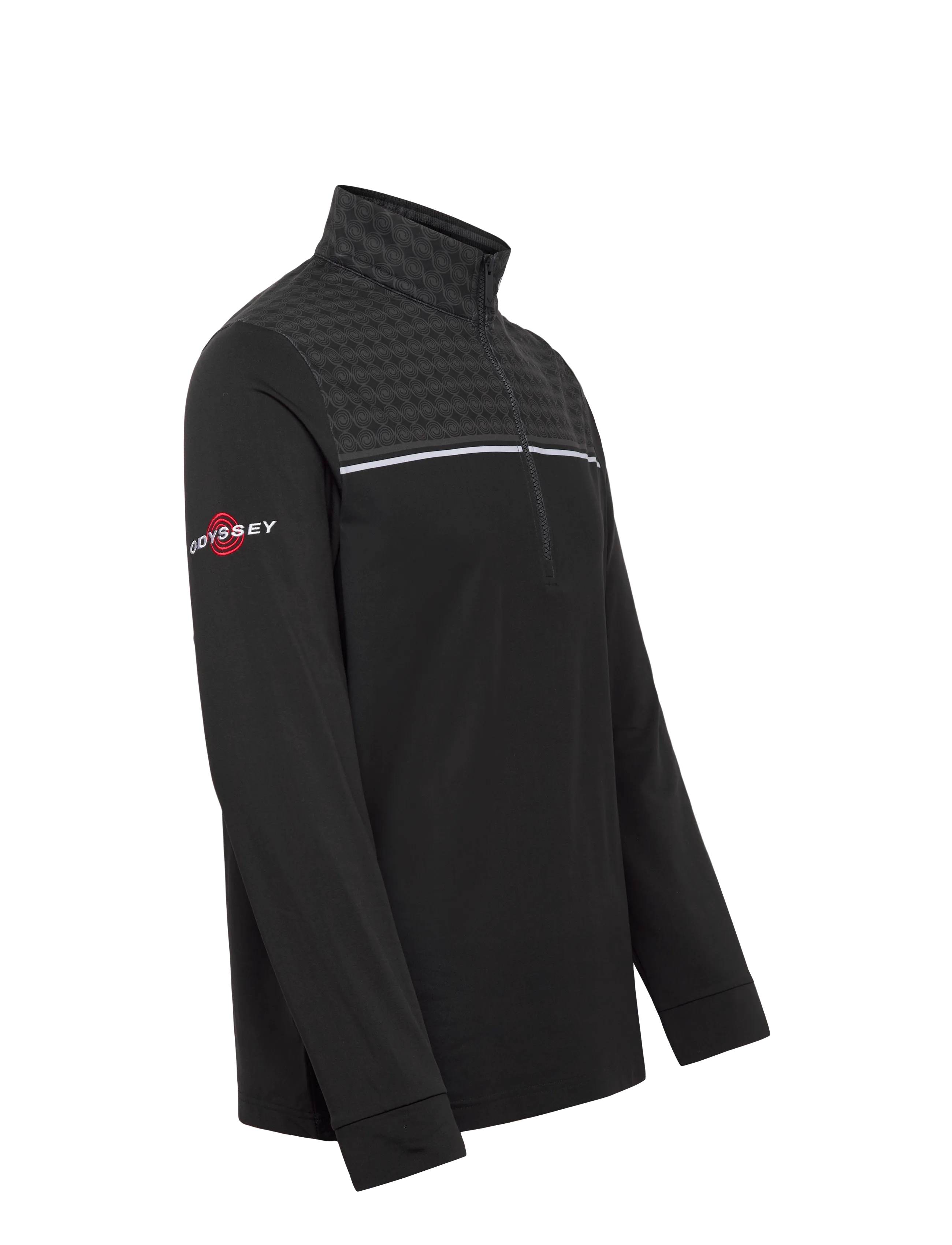 Callaway - 1/4 ZIP PRINTED BLOCK PULLOVER WITH ODYSSET LOGO - fleece & midlayer - caviar - 2
