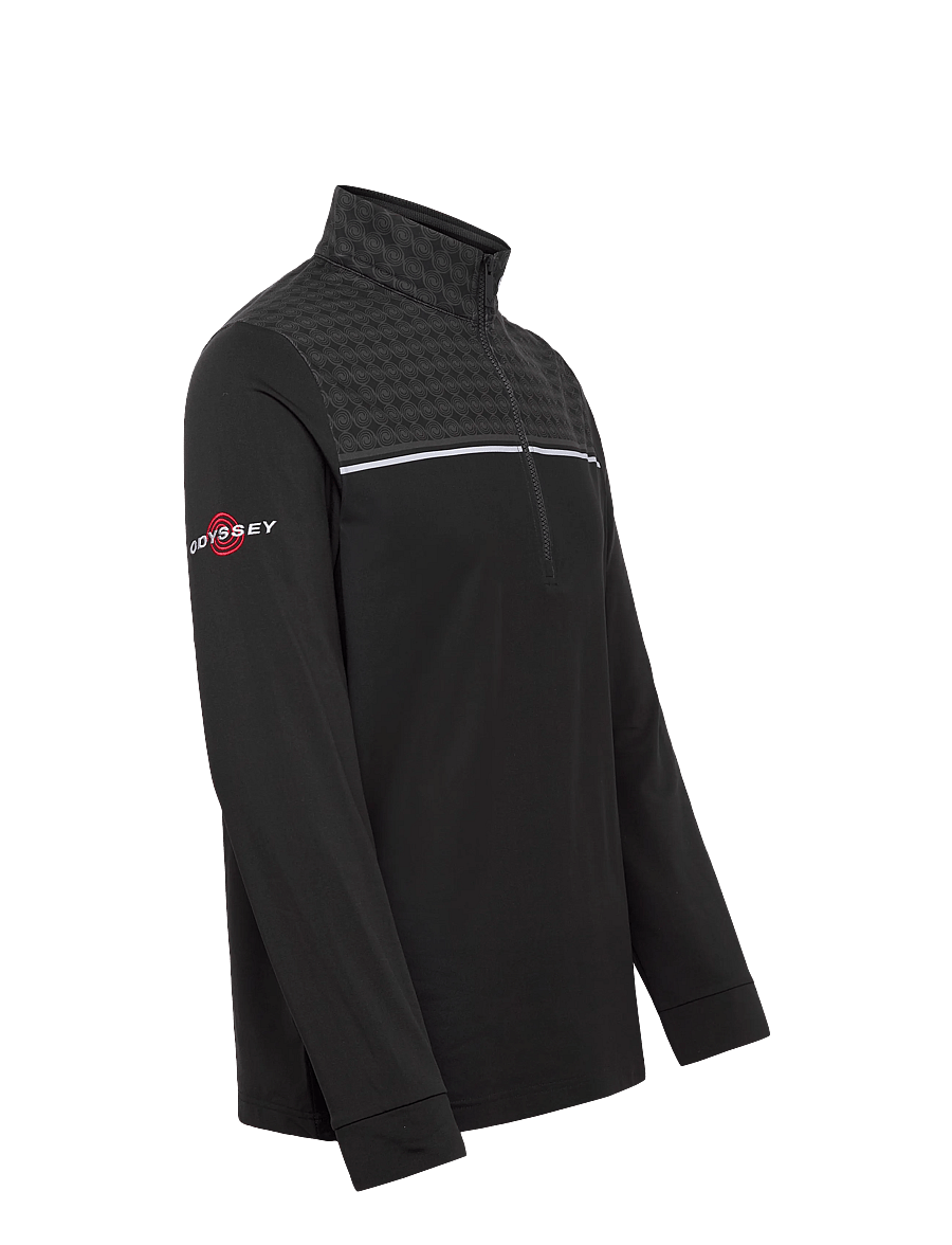 Callaway - 1/4 ZIP PRINTED BLOCK PULLOVER WITH ODYSSET LOGO - fleece & midlayer - caviar - 2