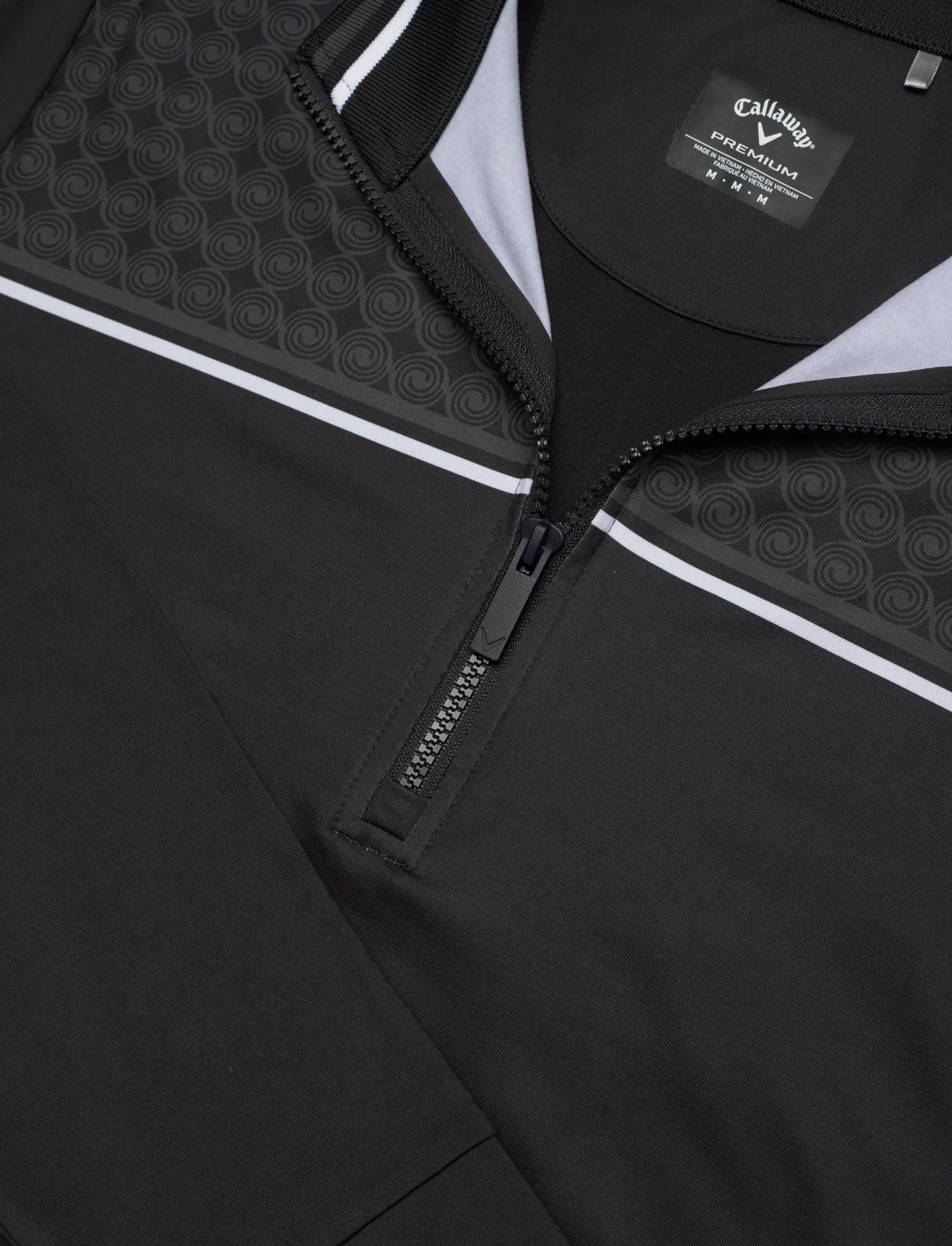 Callaway - 1/4 ZIP PRINTED BLOCK PULLOVER WITH ODYSSET LOGO - fleece & midlayer - caviar - 3
