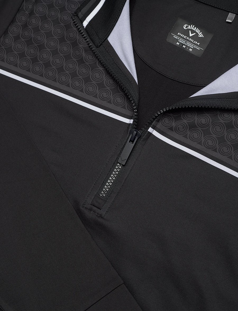 Callaway - 1/4 ZIP PRINTED BLOCK PULLOVER WITH ODYSSET LOGO - fleece & midlayer - caviar - 3