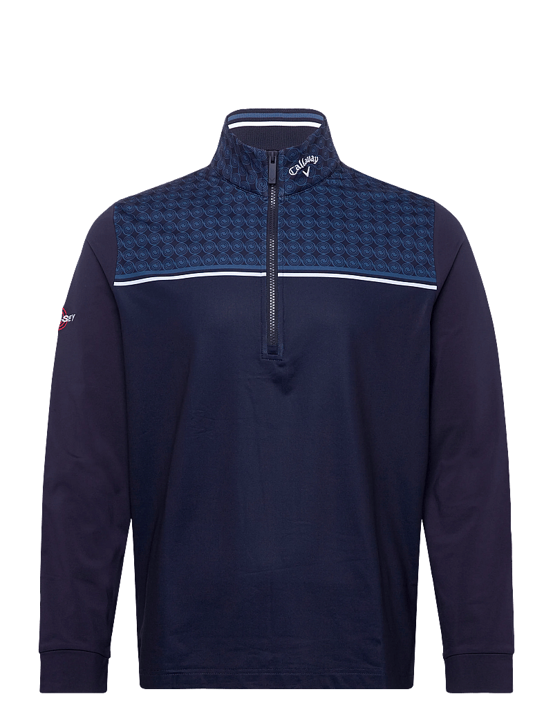 Callaway - 1/4 ZIP PRINTED BLOCK PULLOVER WITH ODYSSET LOGO - kampsunid ja vahekihid - peacoat - 0