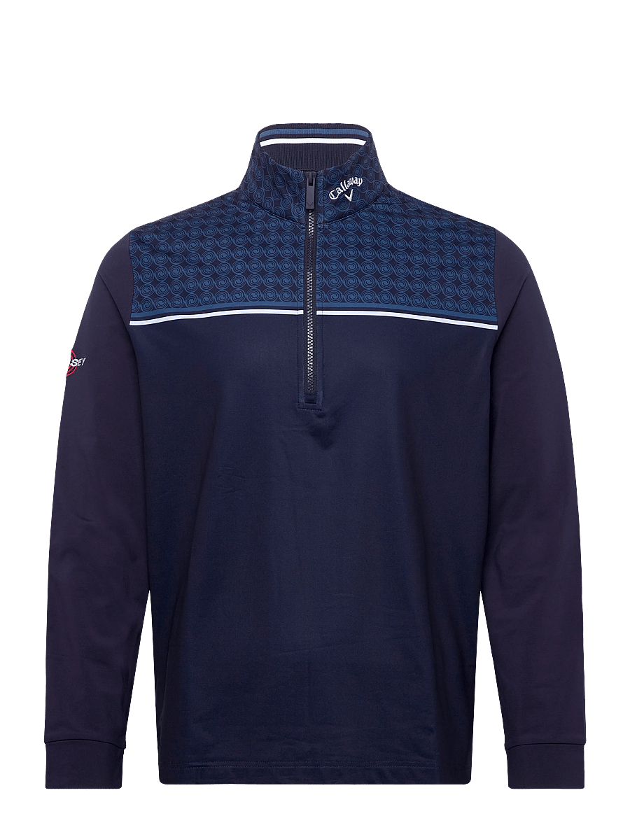Callaway - 1/4 ZIP PRINTED BLOCK PULLOVER WITH ODYSSET LOGO - fleece & mellanlager - peacoat - 0