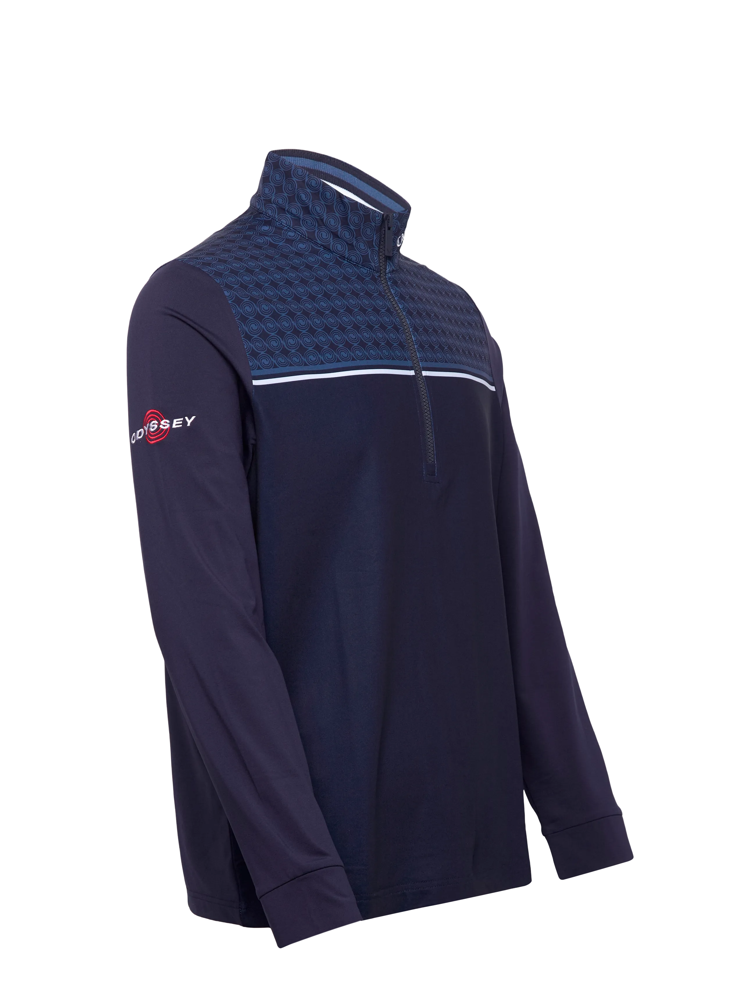 Callaway - 1/4 ZIP PRINTED BLOCK PULLOVER WITH ODYSSET LOGO - fleece & mellanlager - peacoat - 2