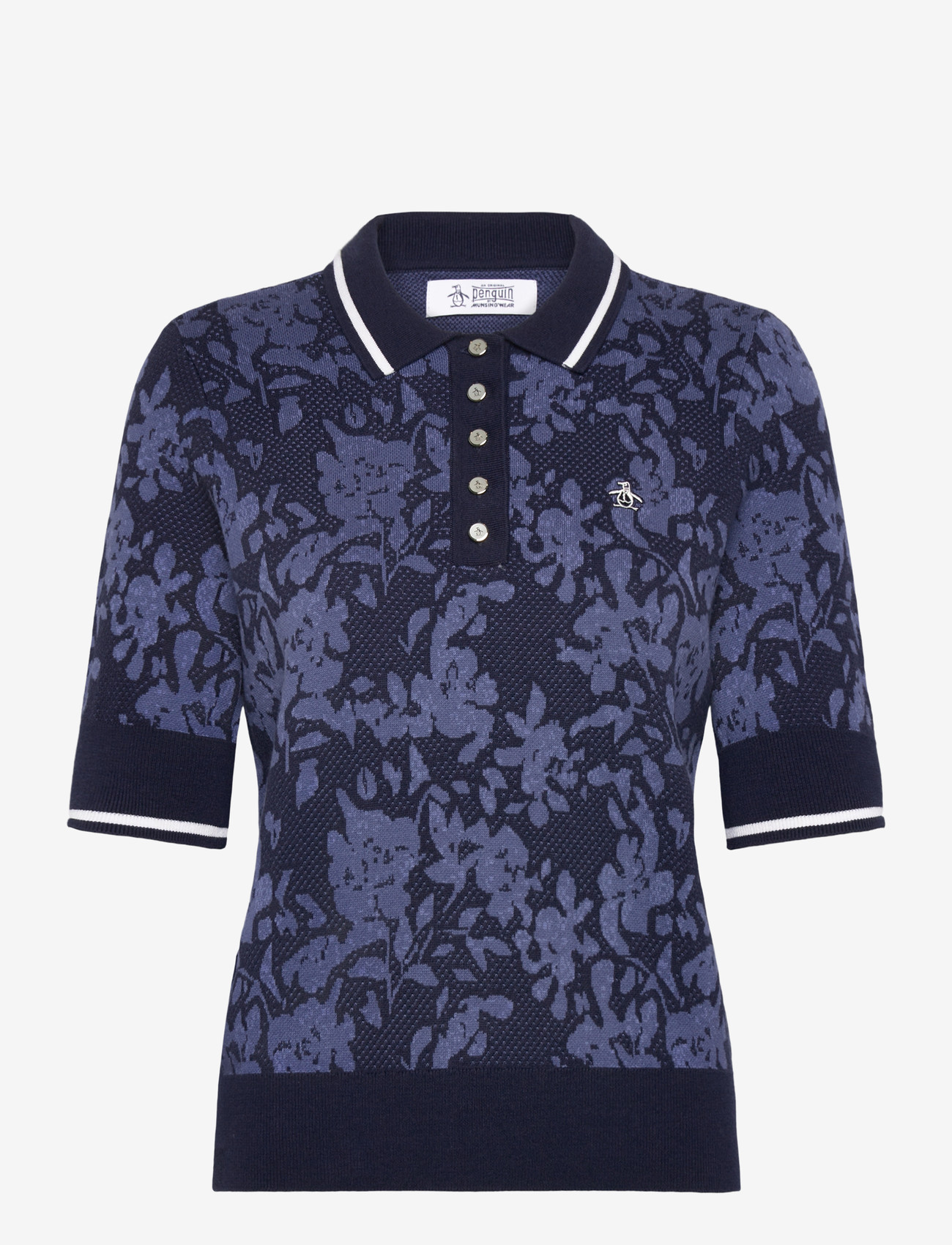 Callaway - Botanical Jacquard Short Sleeve Sweater Polo - alussärgid ja t-särgid - black iris - 0