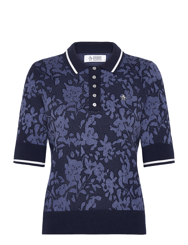 Callaway - Botanical Jacquard Short Sleeve Sweater Polo - alussärgid ja t-särgid - black iris - 0
