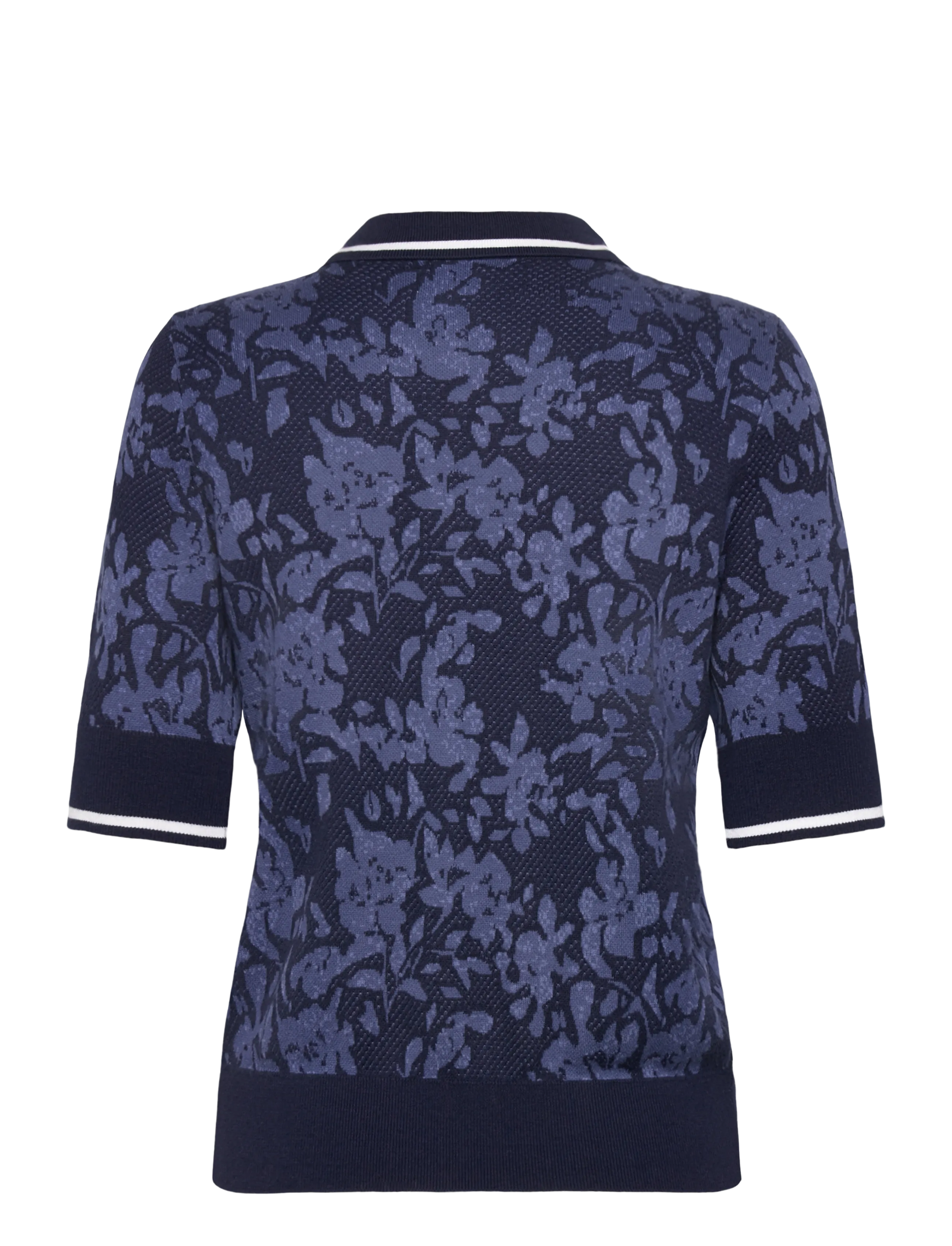 Callaway - Botanical Jacquard Short Sleeve Sweater Polo - oberteile & t-shirts - black iris - 1