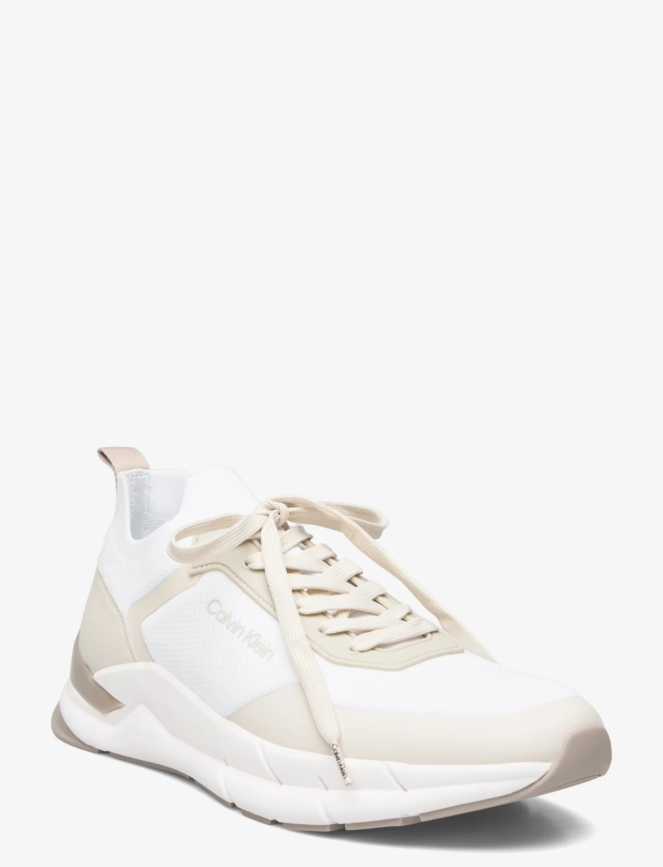 Calvin Klein - LOW TOP LACE UP MIX - laag sneakers - white/dk ecru/atmosphere - 0