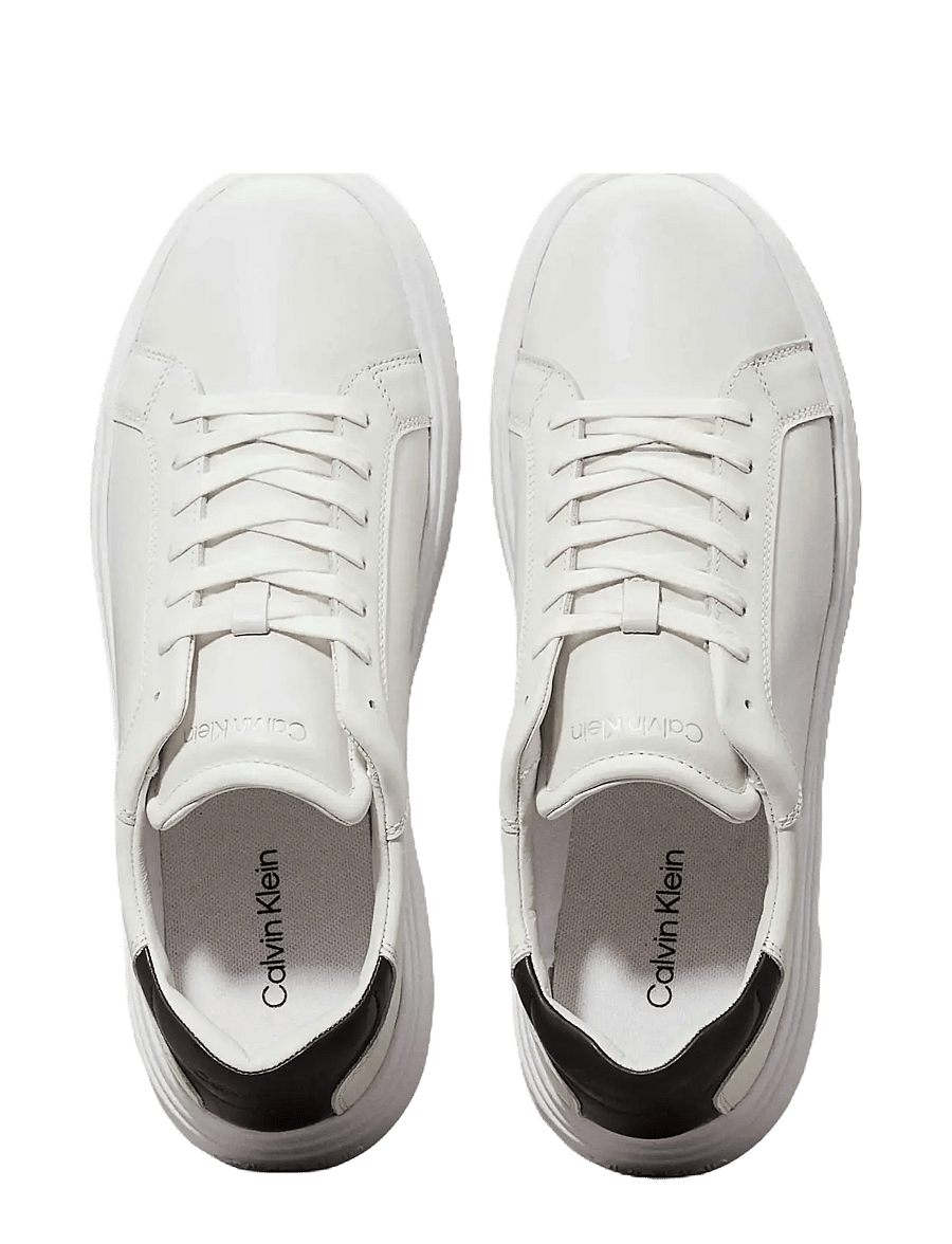 Calvin Klein - LOW TOP LACE UP LTH - sneakersy niskie - white black - 4